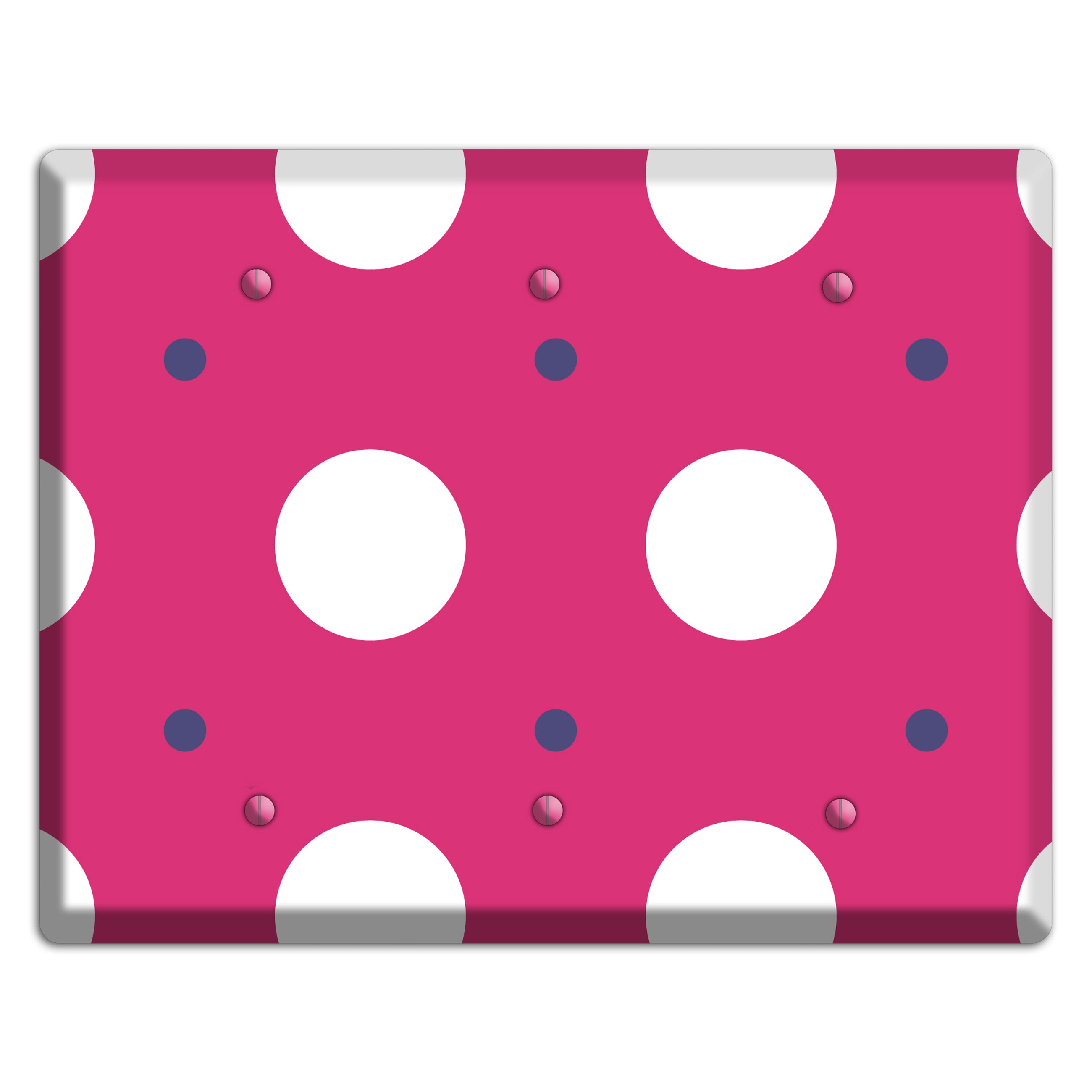 Fuschia with White and Purple Multi Tiled Medium Dots 3 Blank Wallplate