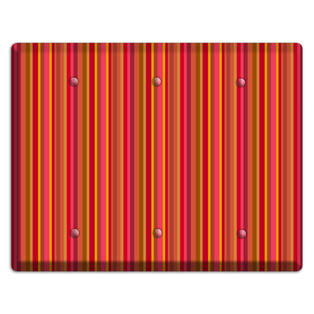 Multi Red Vertical Stripes 3 Blank Wallplate