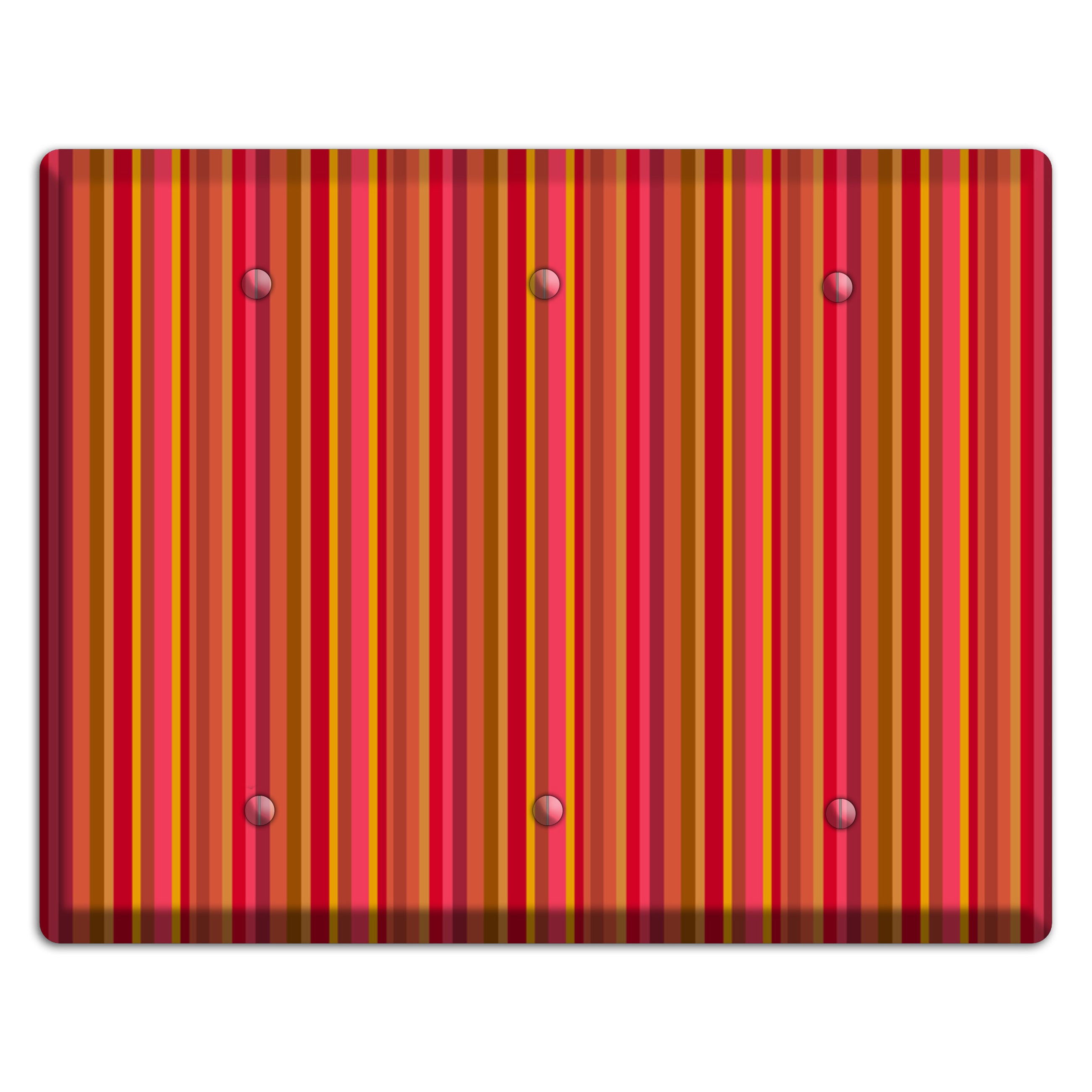 Multi Red Vertical Stripes 3 Blank Wallplate