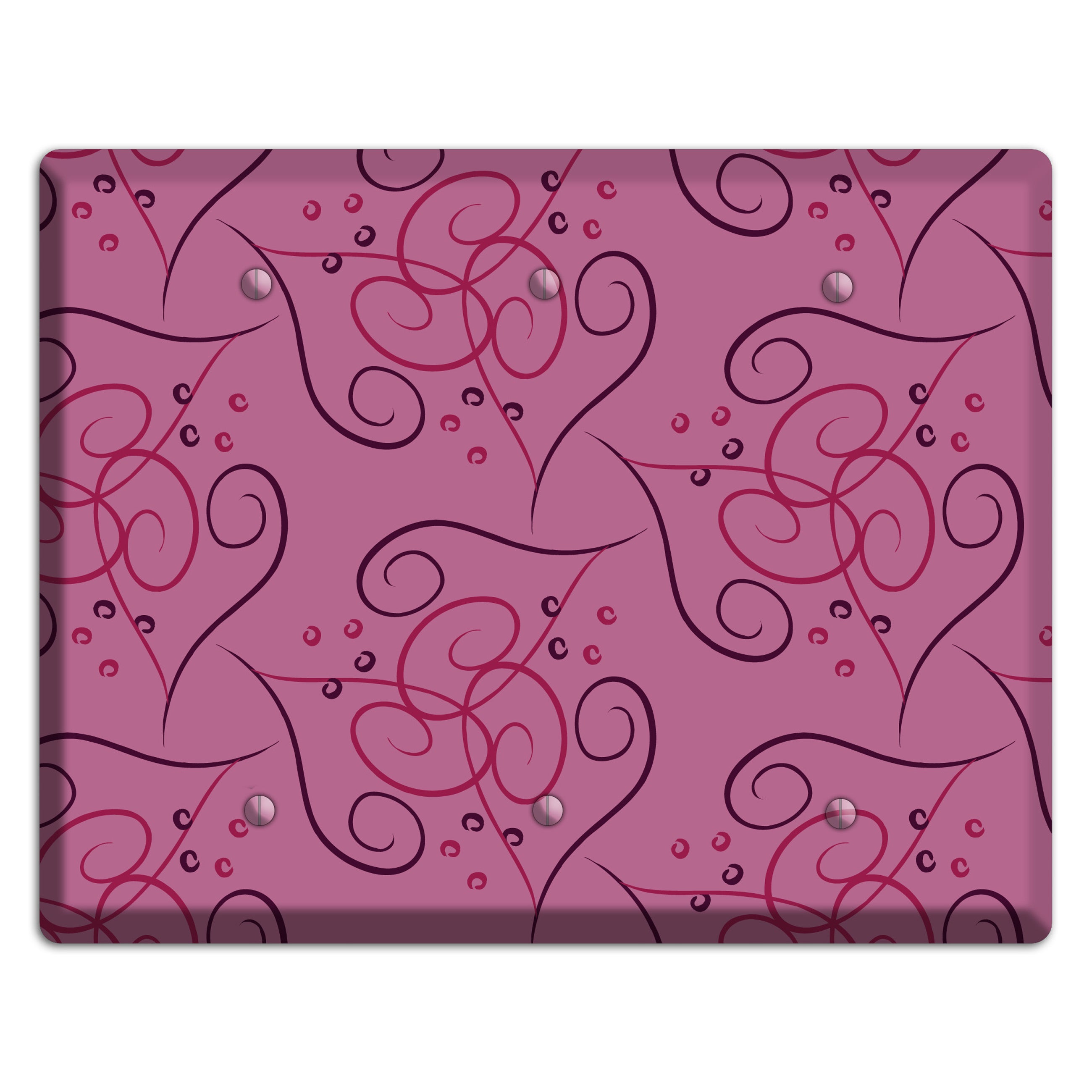 Pink Scroll Hearts 3 Blank Wallplate