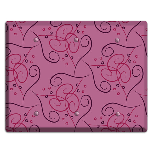 Pink Scroll Hearts 3 Blank Wallplate