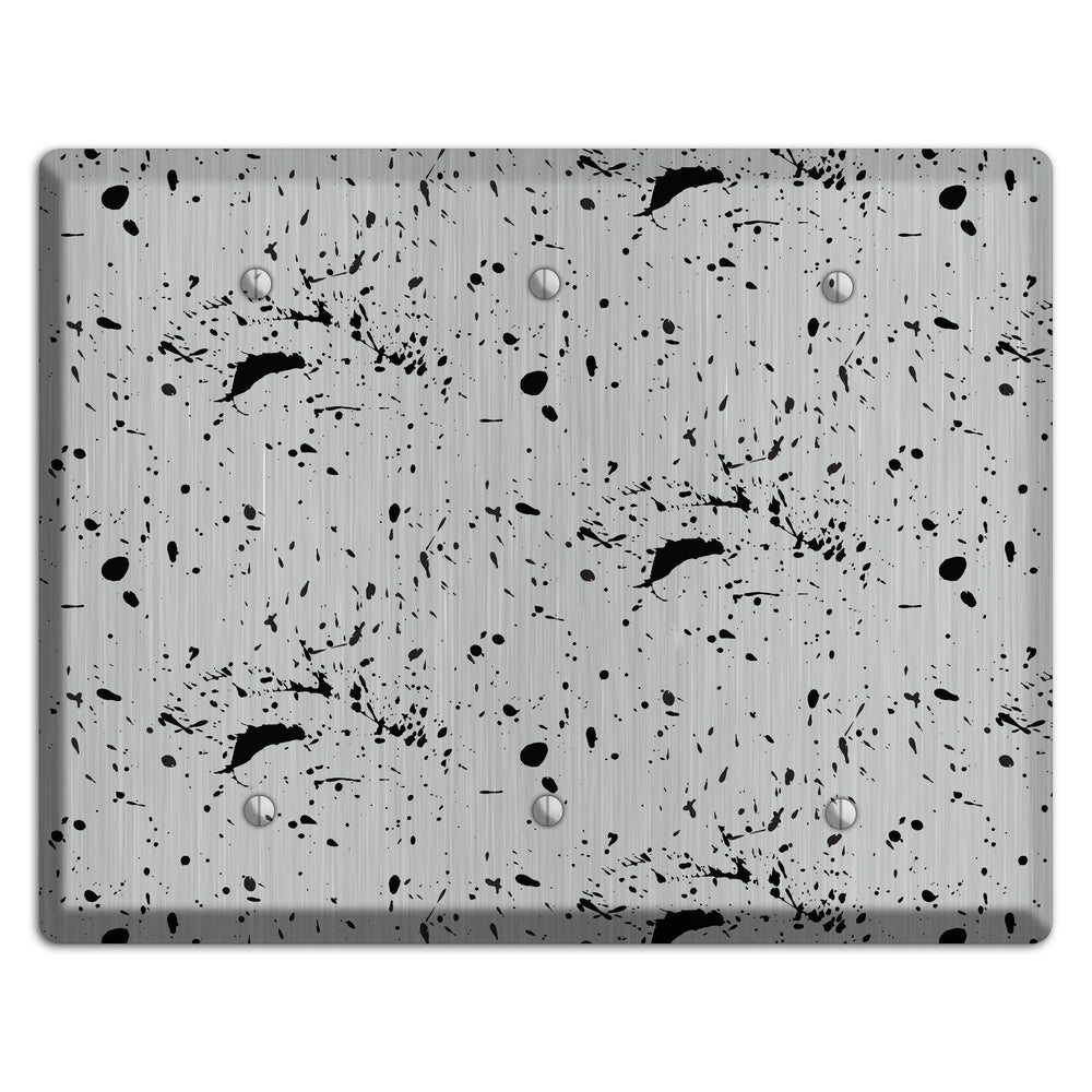 Ink Splash 5 Stainless Steel 3 Blank Wallplate