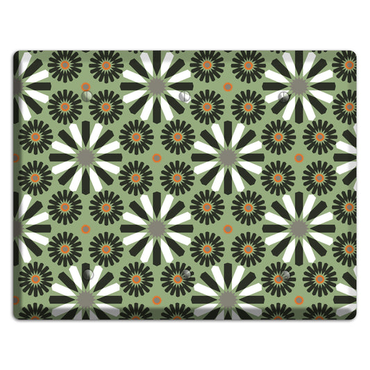 Olive with Scandinavian Floral 3 Blank Wallplate