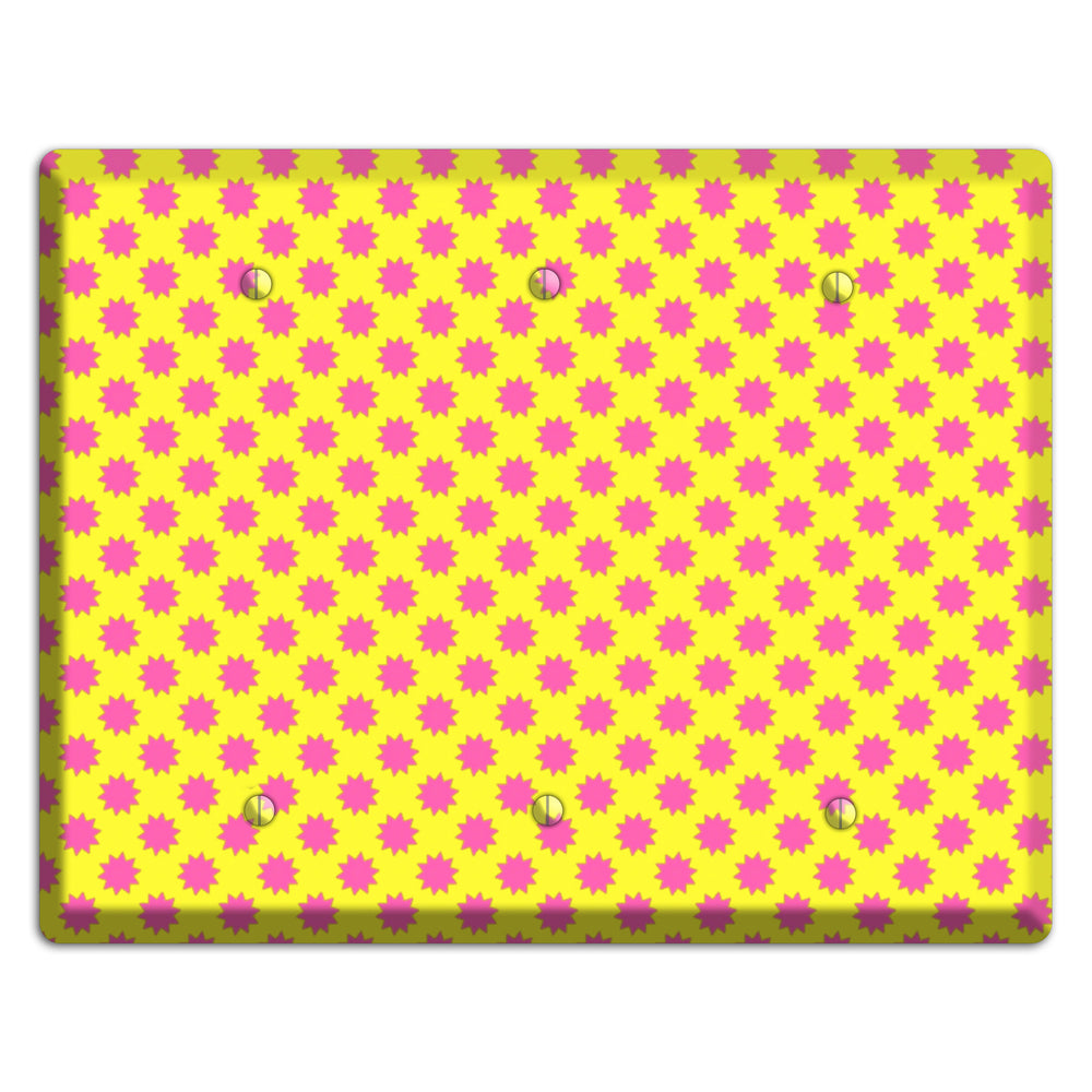 Yellow with Pink Burst 3 Blank Wallplate