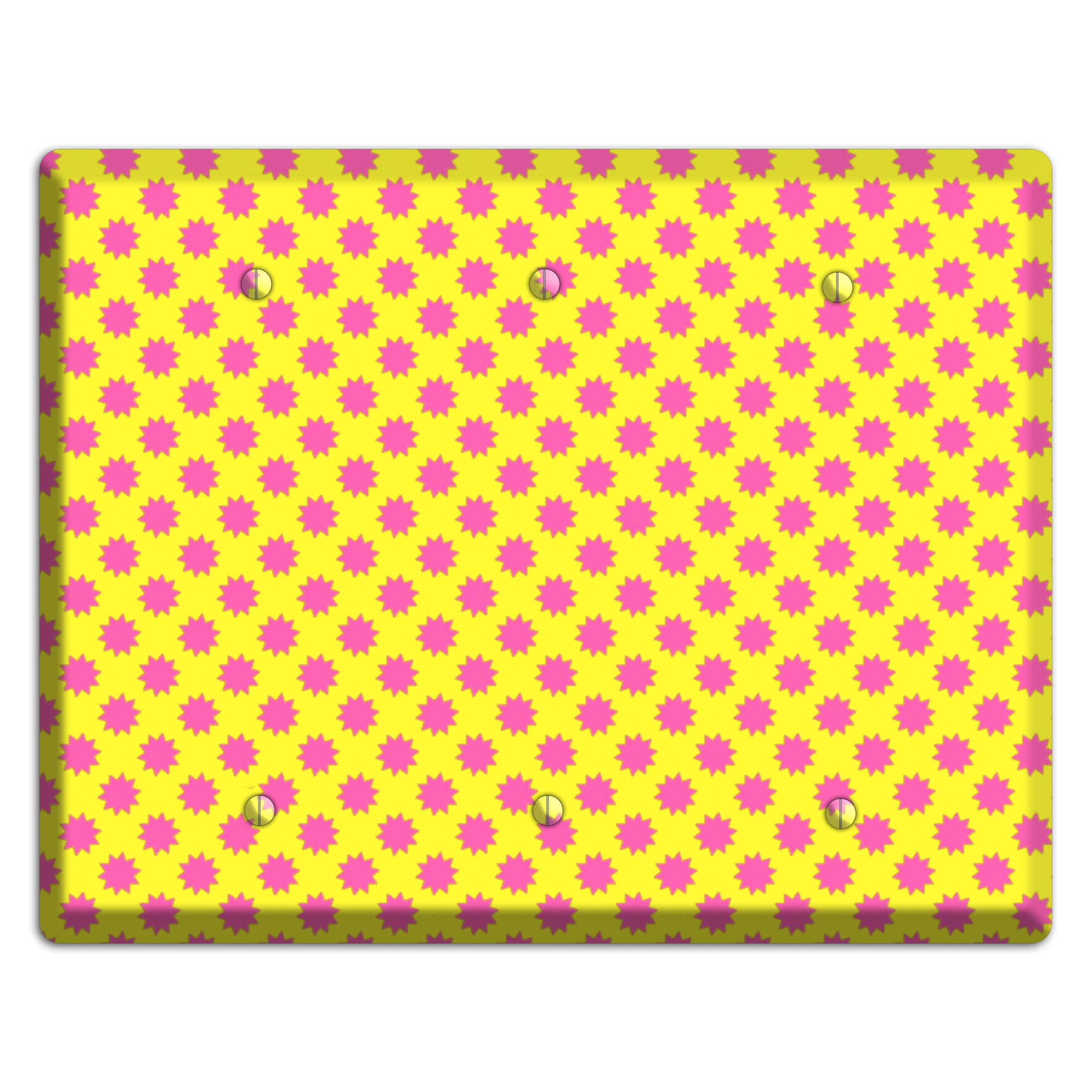 Yellow with Pink Burst 3 Blank Wallplate