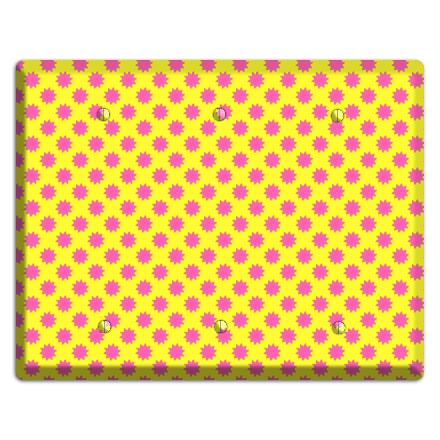 Yellow with Pink Burst 3 Blank Wallplate