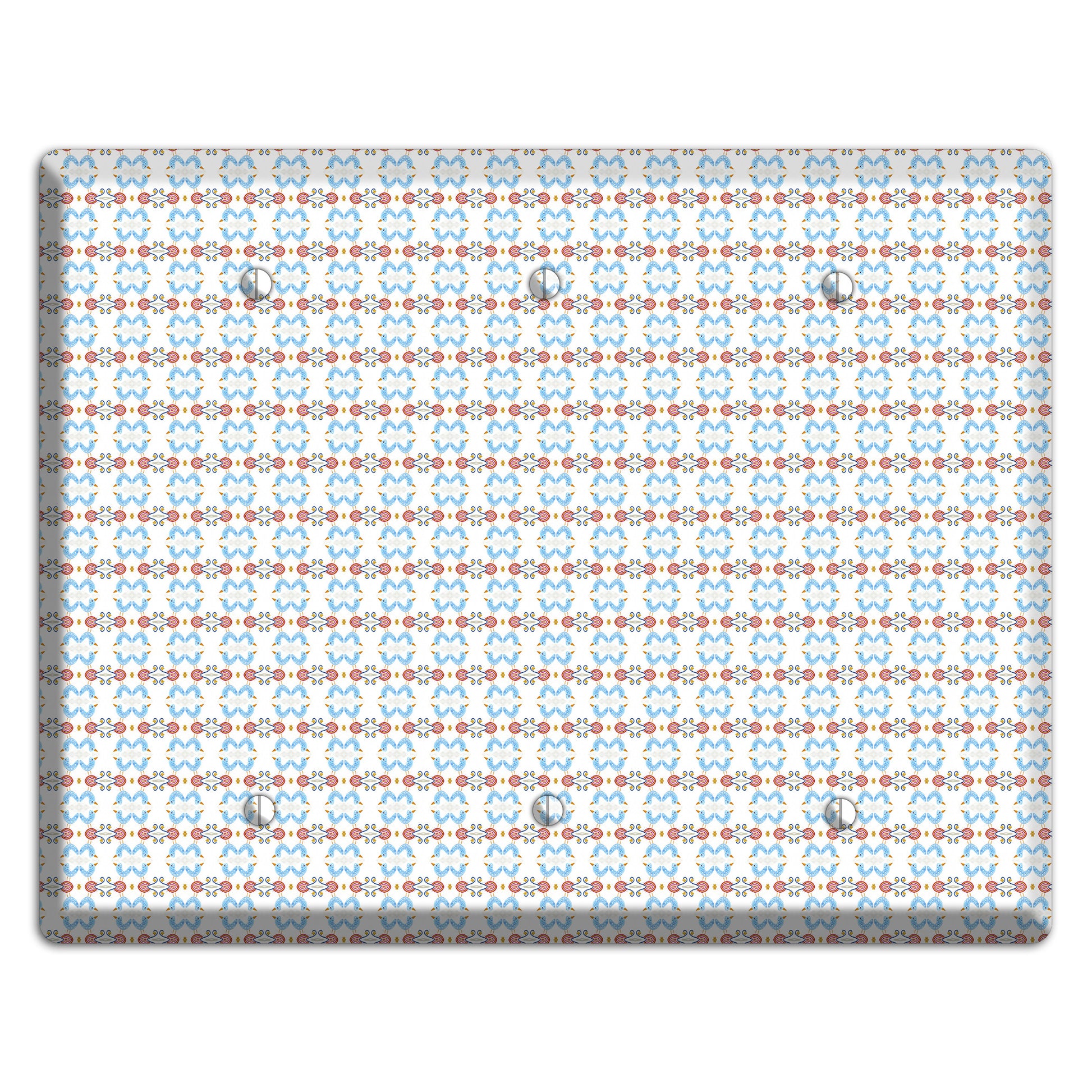 White with Blue Red Tapestry 3 Blank Wallplate