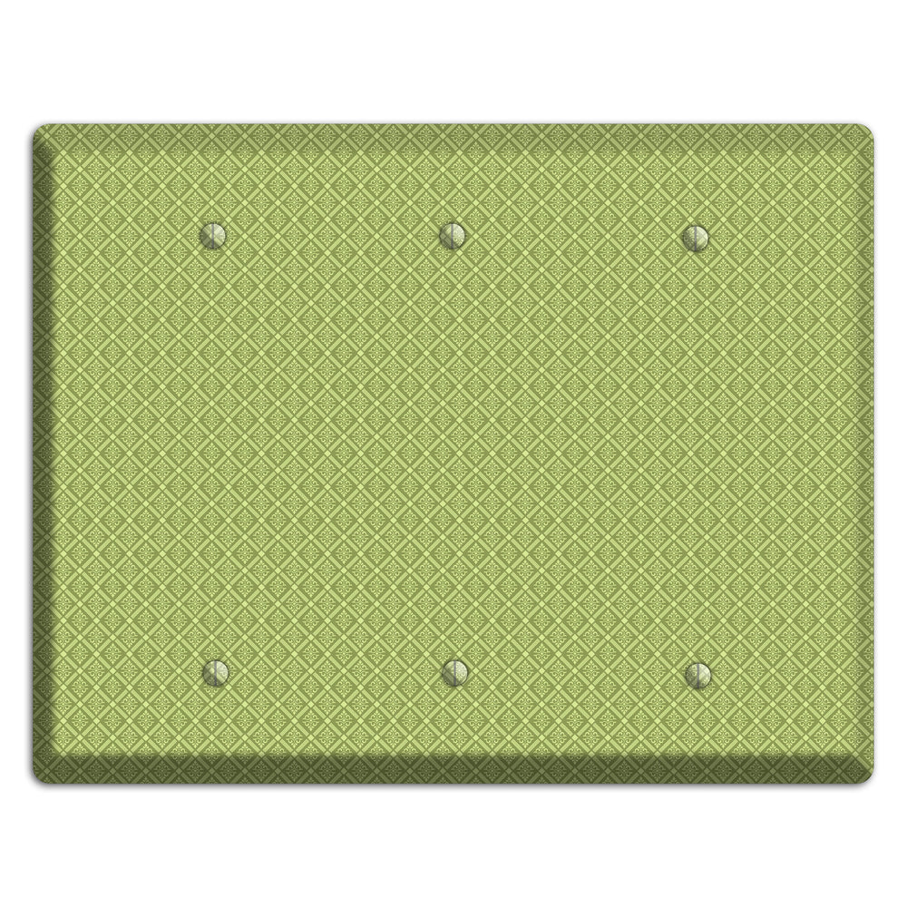 Small Green Damask Diamonds 3 Blank Wallplate