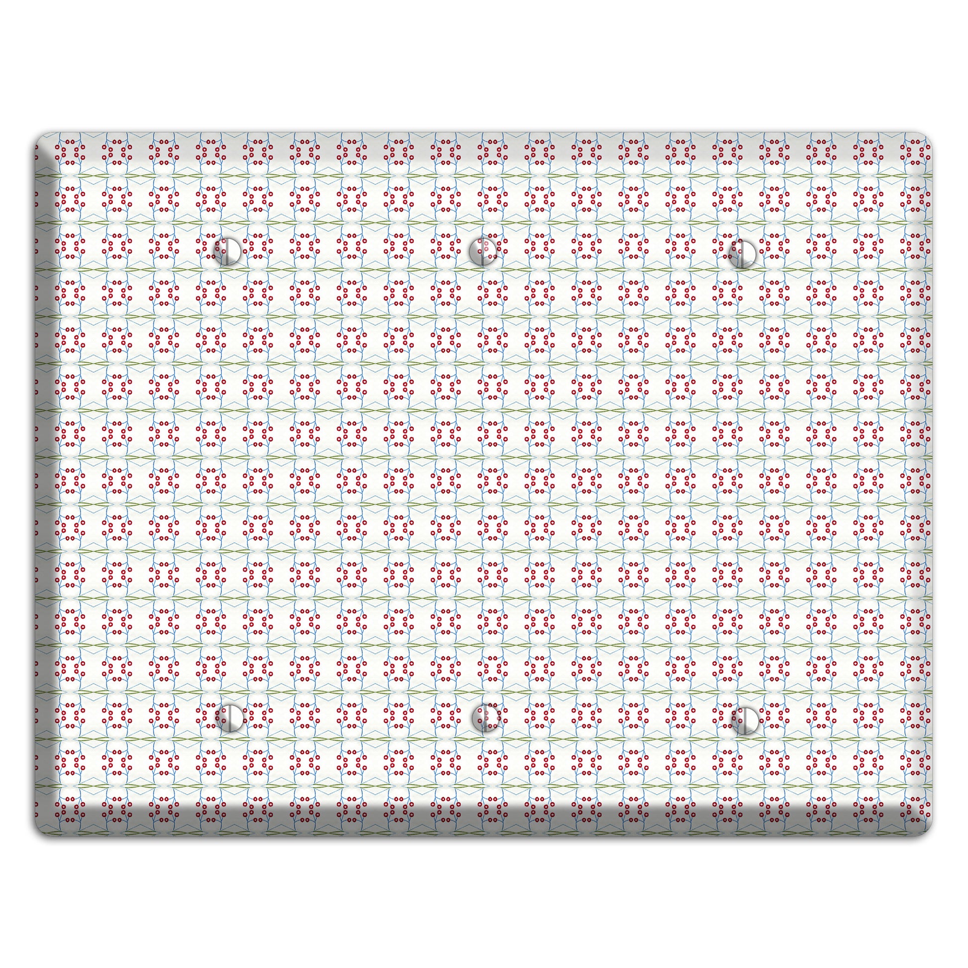 White with Red and Green Tapestry 3 Blank Wallplate