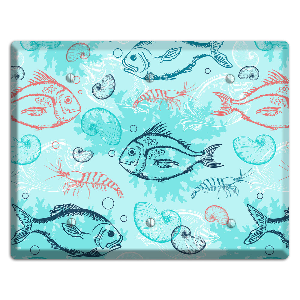 Mixed Sea Life Style 24 3 Blank Wallplate