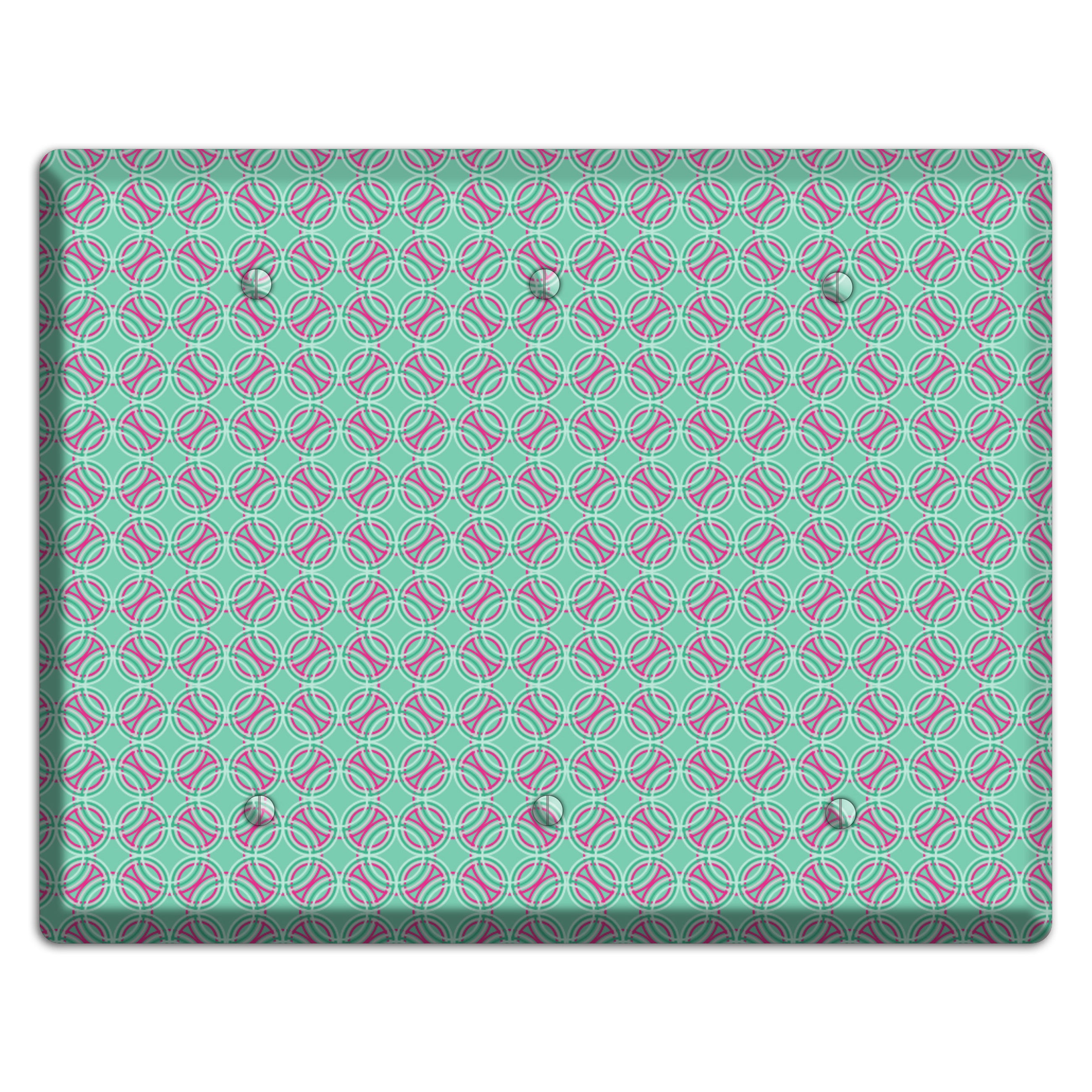 Multi Aqua with Fuschia Concentric Circles Overlay 3 Blank Wallplate