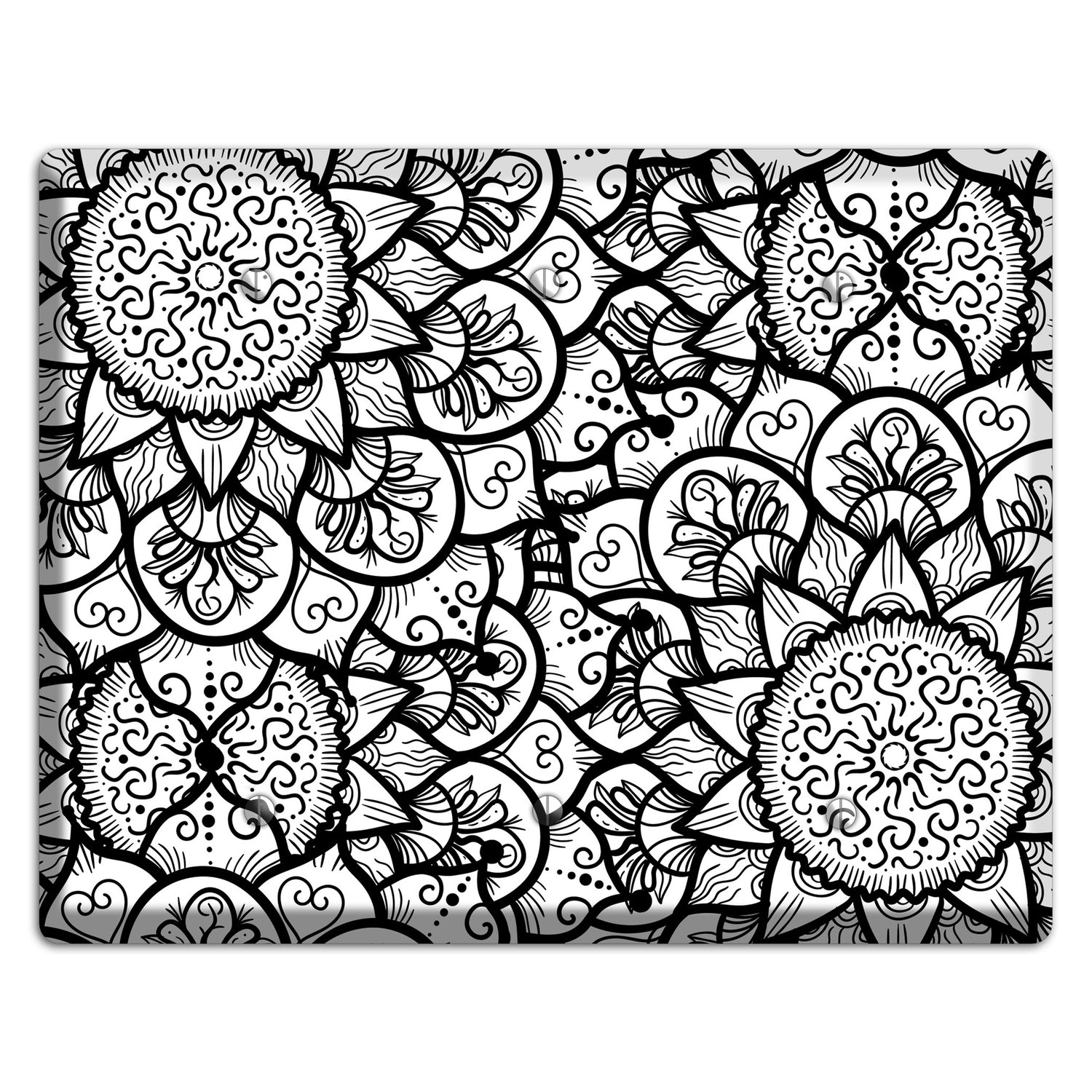 Mandala Black and White Style W Cover Plates 3 Blank Wallplate