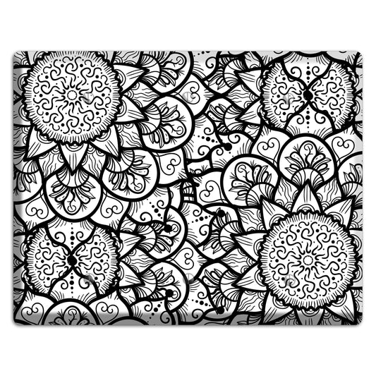 Mandala Black and White Style W Cover Plates 3 Blank Wallplate