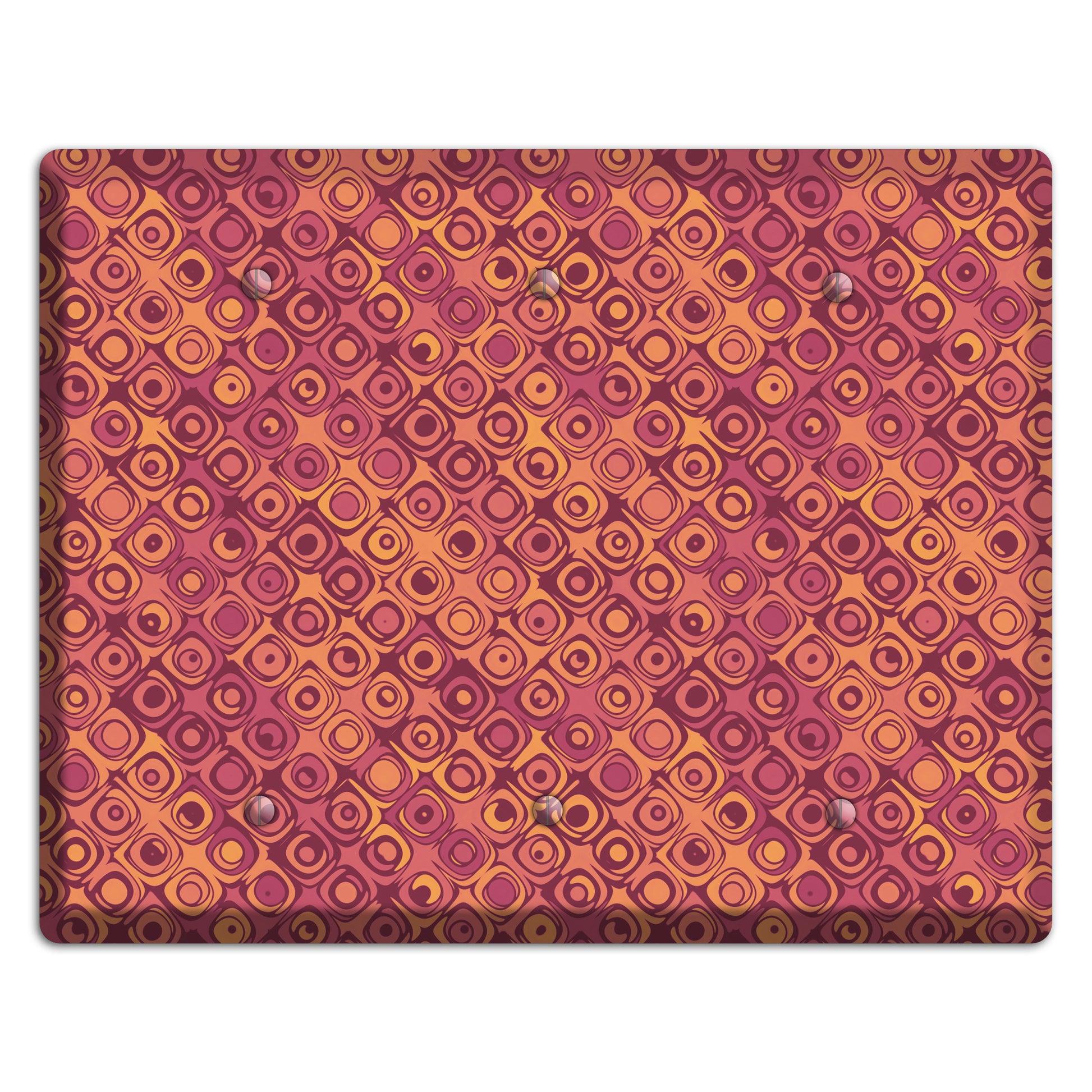 Coral Grunge Retro Circles 3 Blank Wallplate