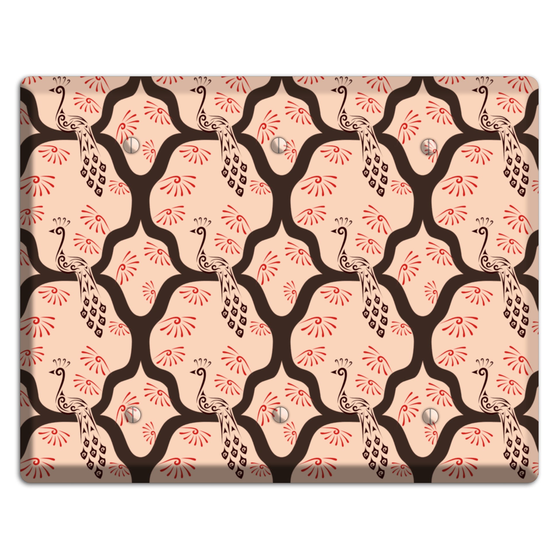 Light Quatrefoil Peacock 3 Blank Wallplate