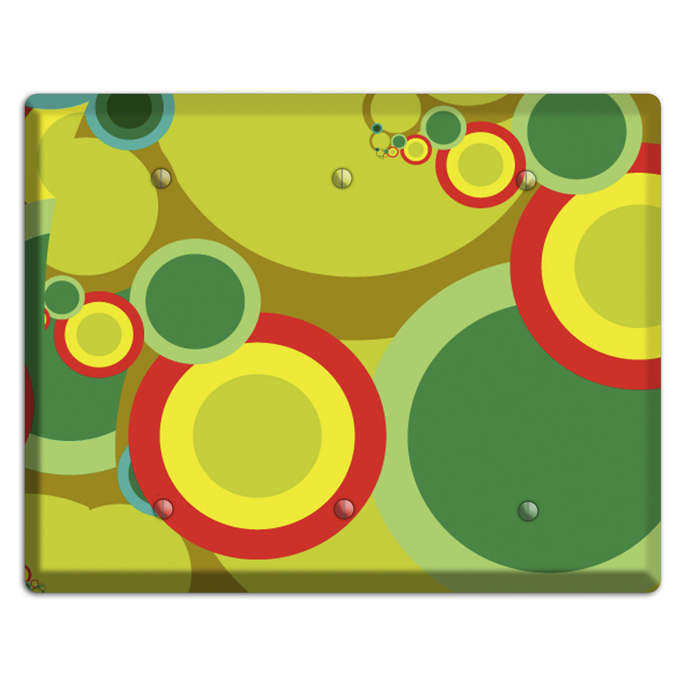 Green and Yellow Abstract Circles 3 Blank Wallplate