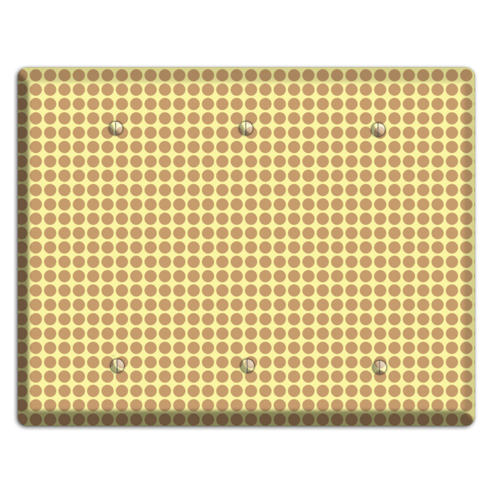 Yellow with Light Brown Tiled Small Dots 3 Blank Wallplate