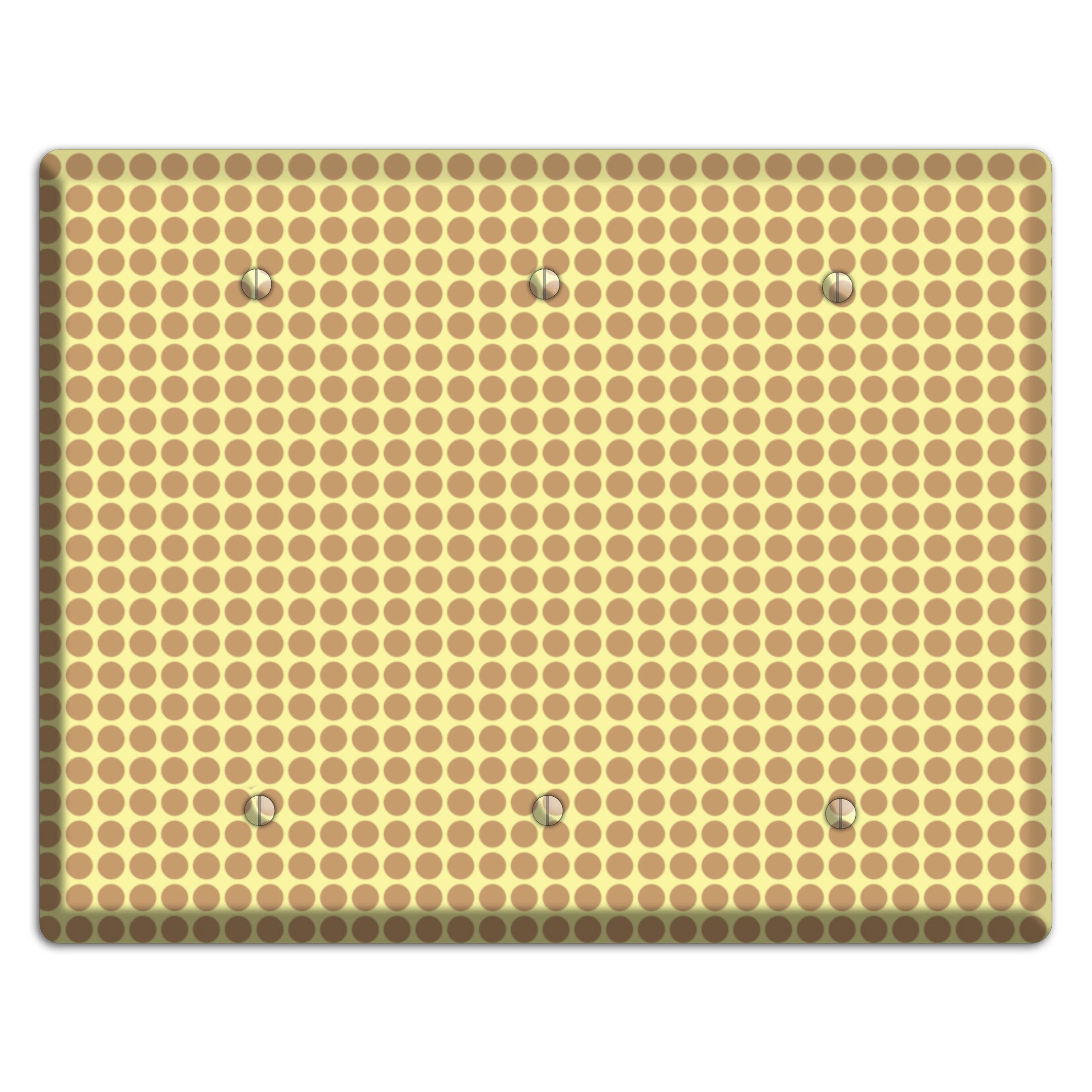 Yellow with Light Brown Tiled Small Dots 3 Blank Wallplate