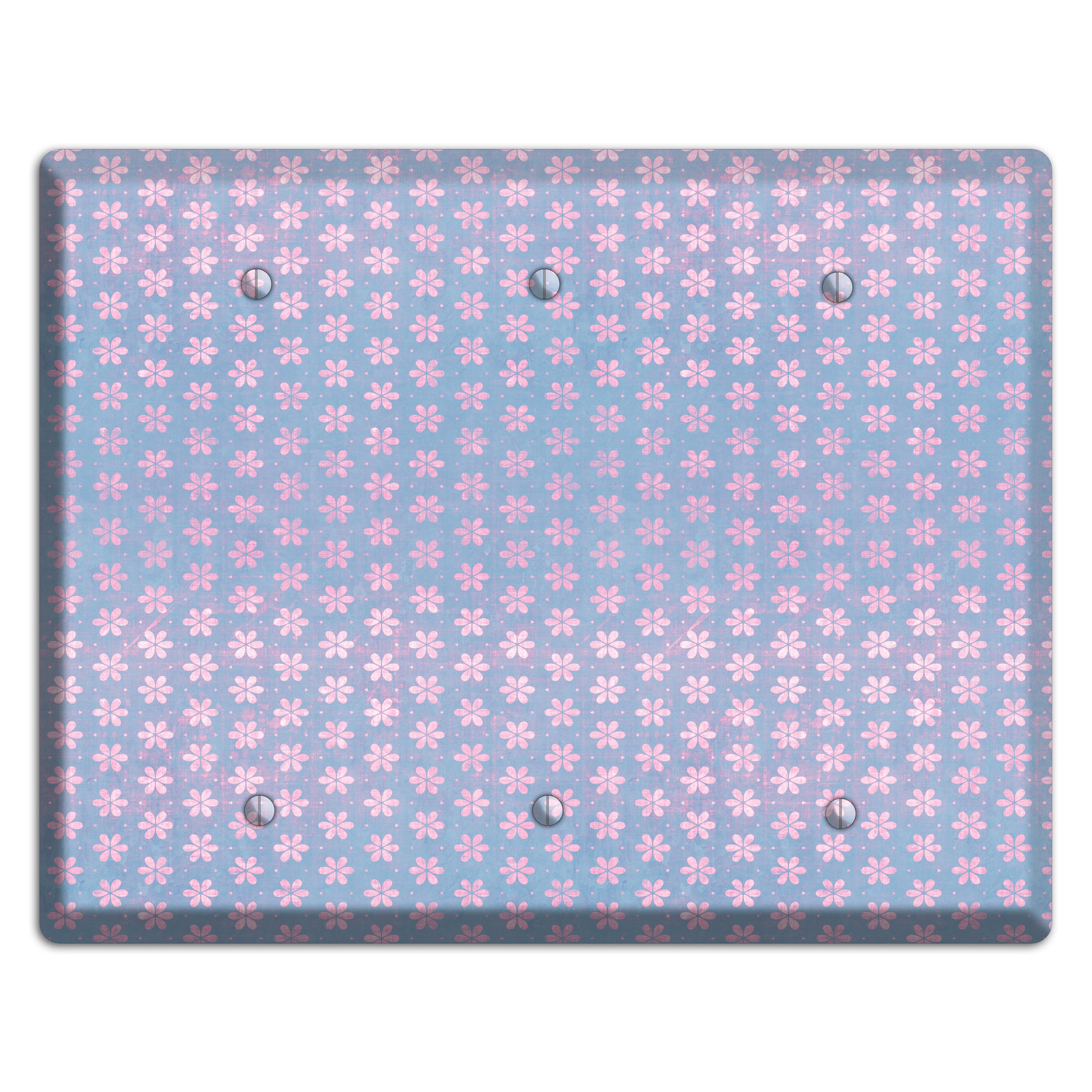 Periwinkle Grunge Floral Contour 3 Blank Wallplate