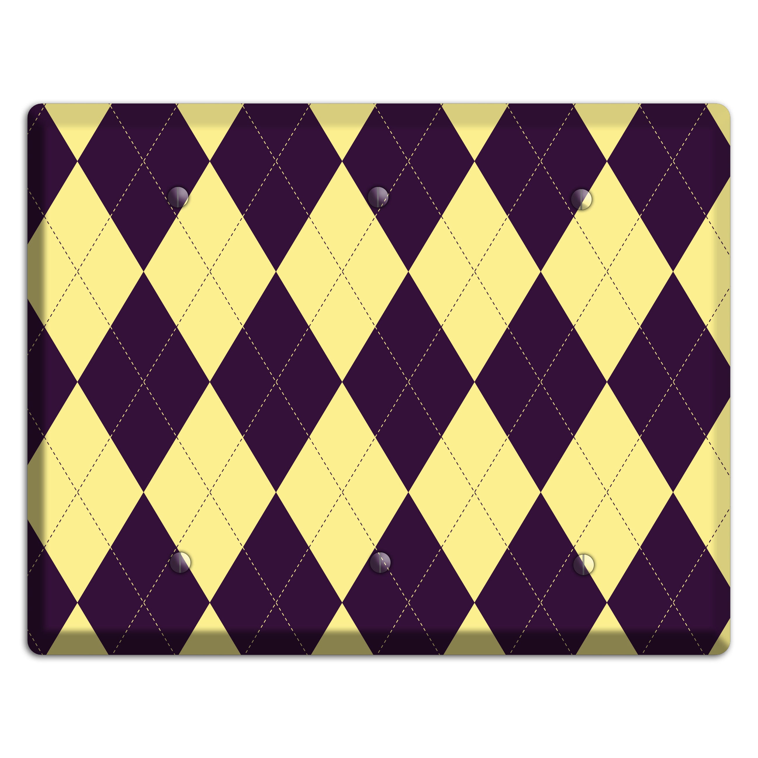 Yellow and Black Argyle 3 Blank Wallplate