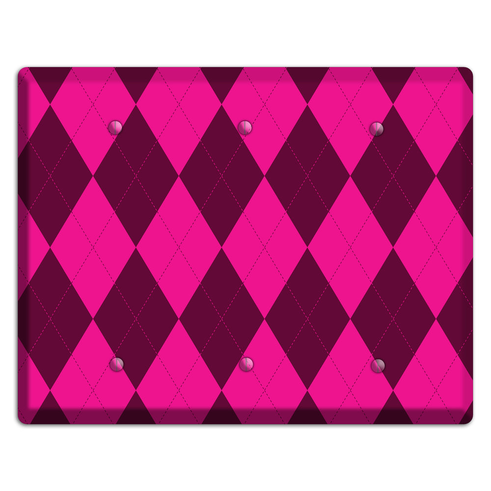 Fuschia Argyle 3 Blank Wallplate