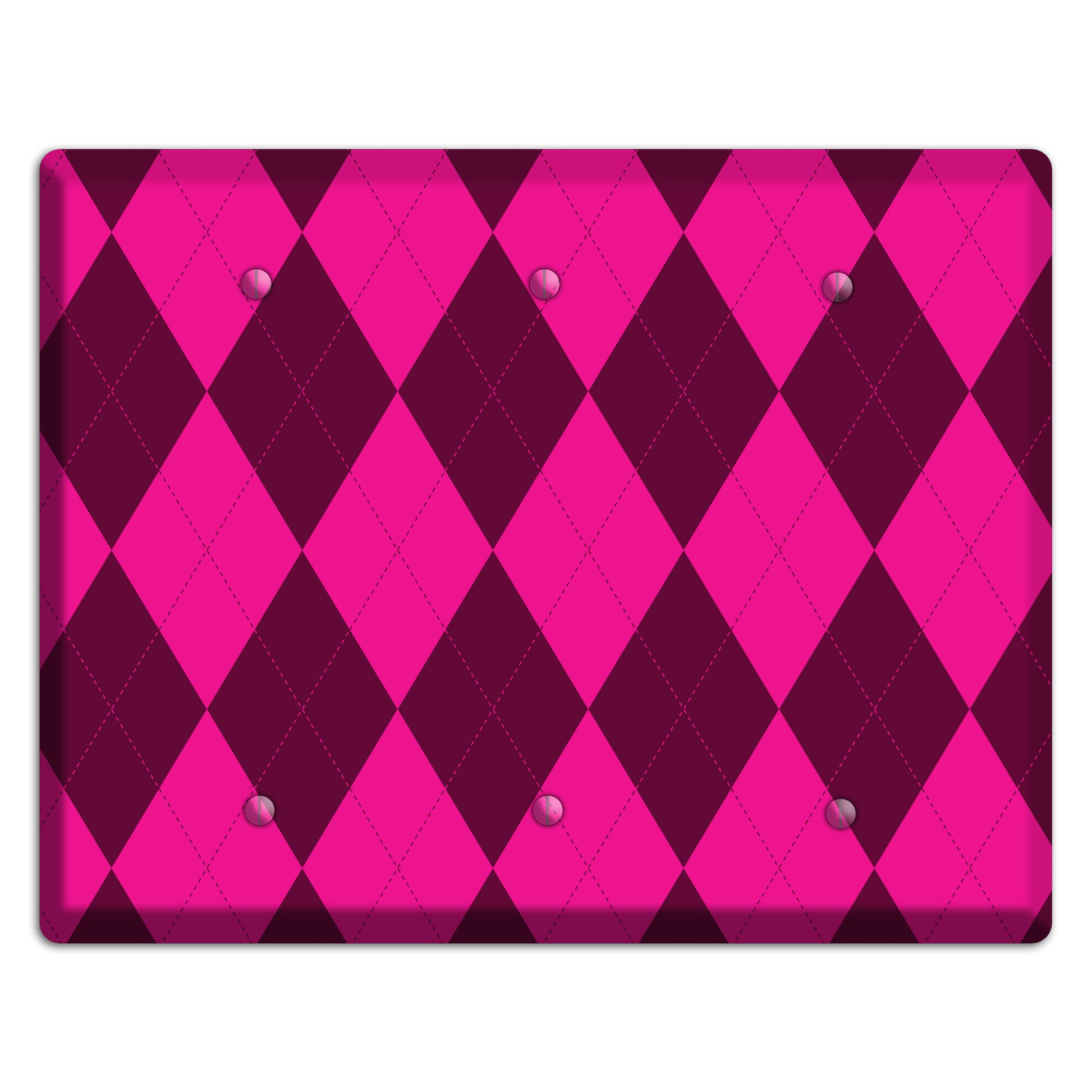 Fuschia Argyle 3 Blank Wallplate
