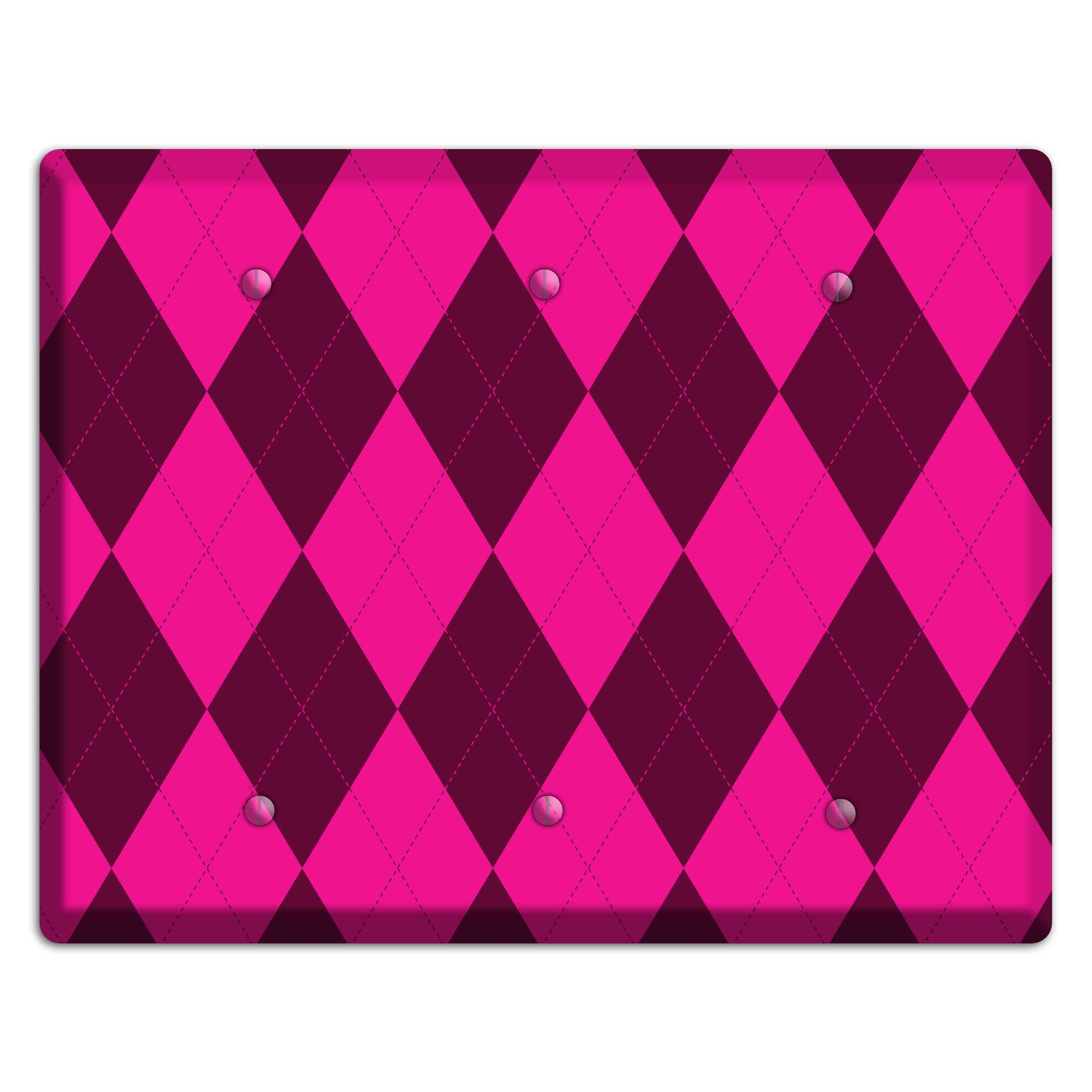 Fuschia Argyle 3 Blank Wallplate
