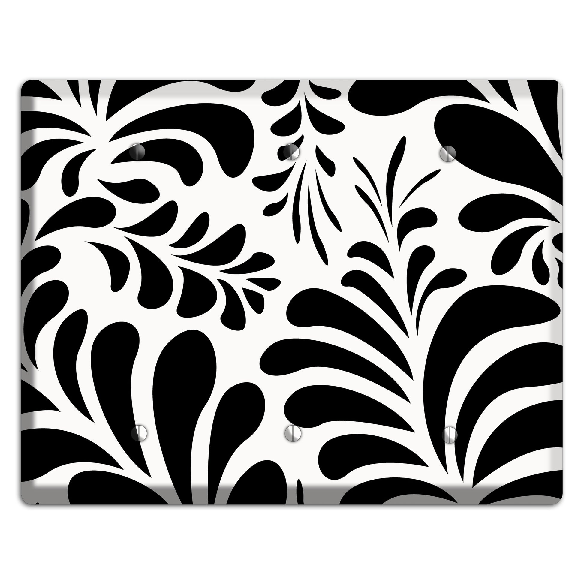 White with Black Herati 3 Blank Wallplate
