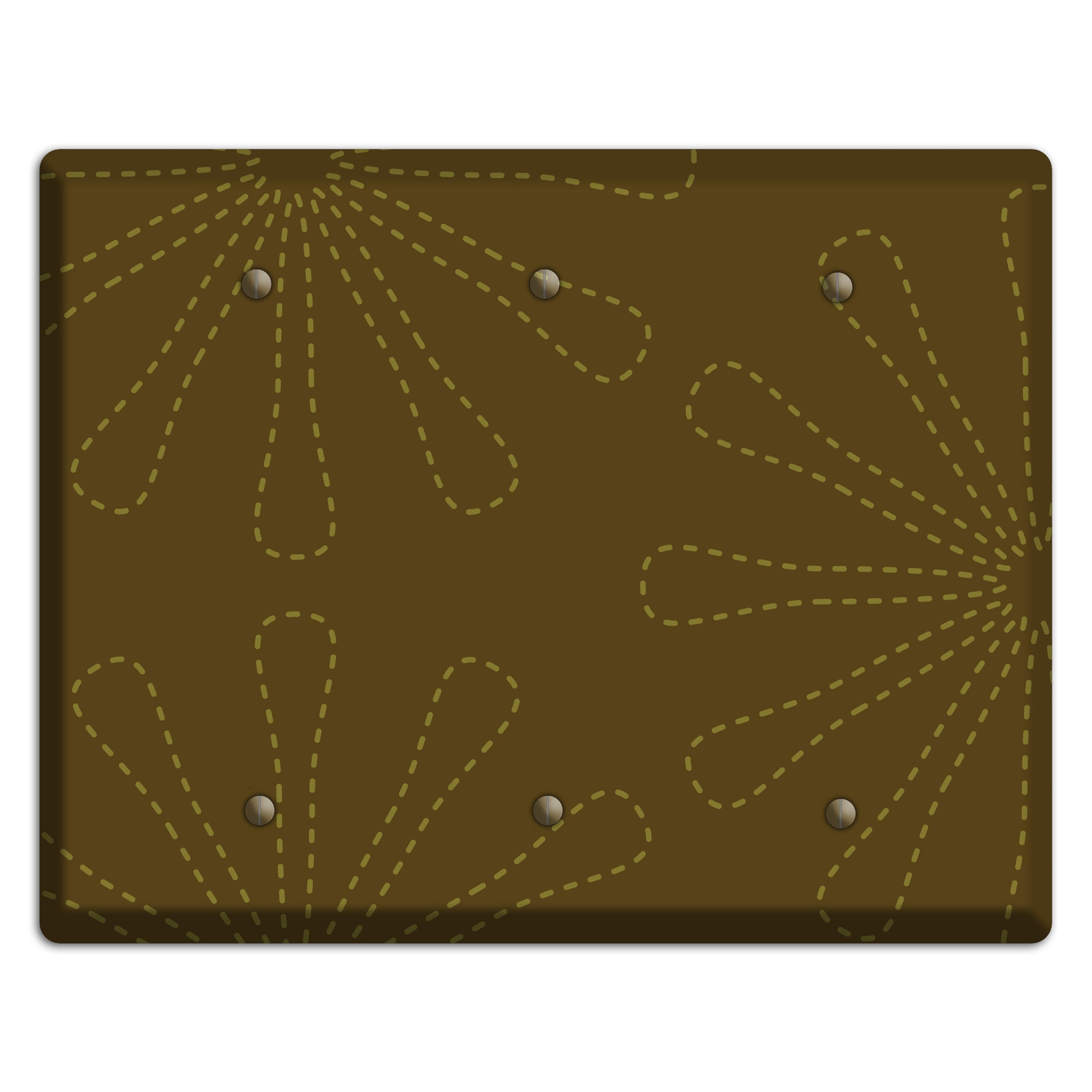 Brown Retro Stipple Floral Contour 3 Blank Wallplate