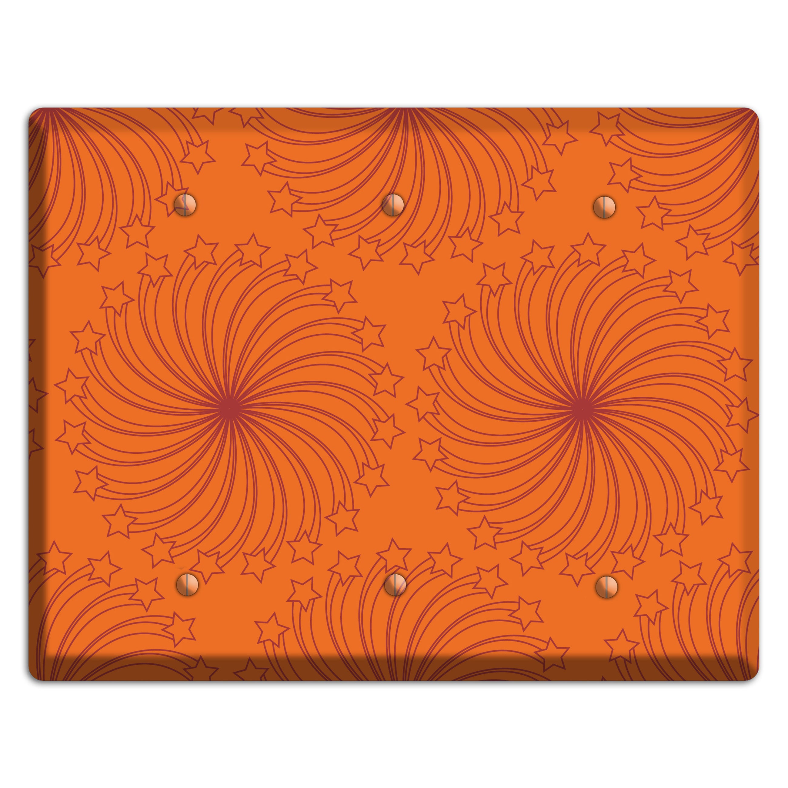 Multi Orange Star Swirl 3 Blank Wallplate