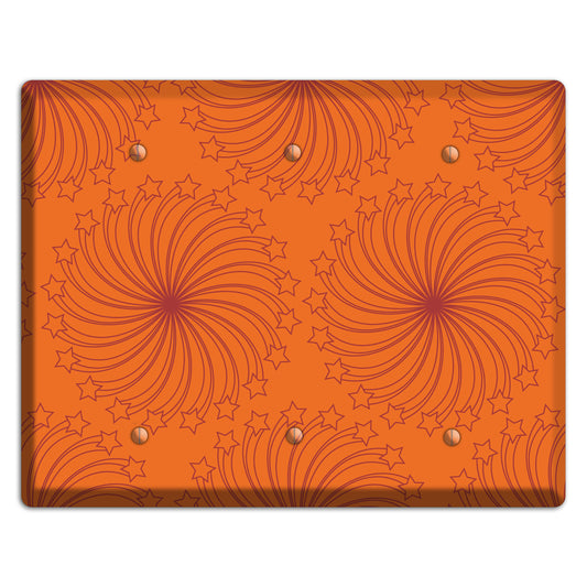 Multi Orange Star Swirl 3 Blank Wallplate