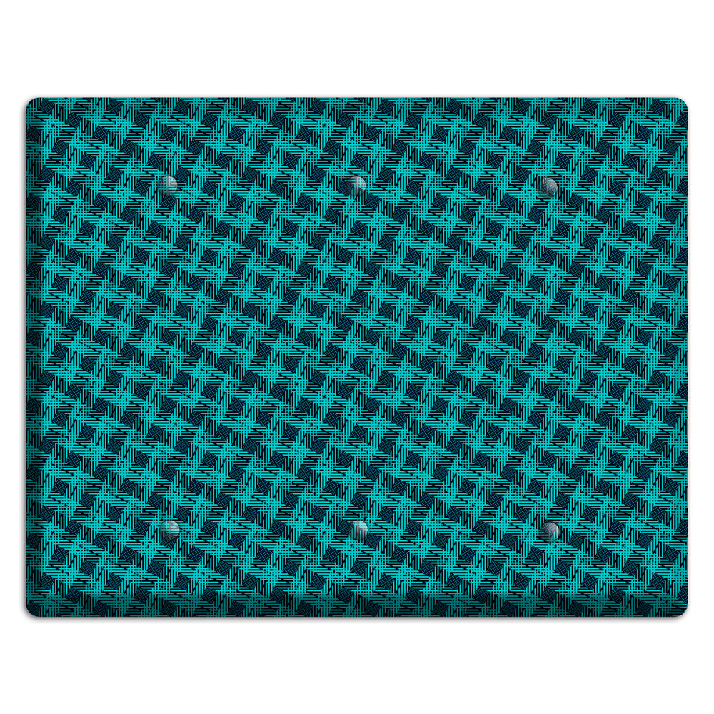 Turquoise Diamond Plaid 3 Blank Wallplate