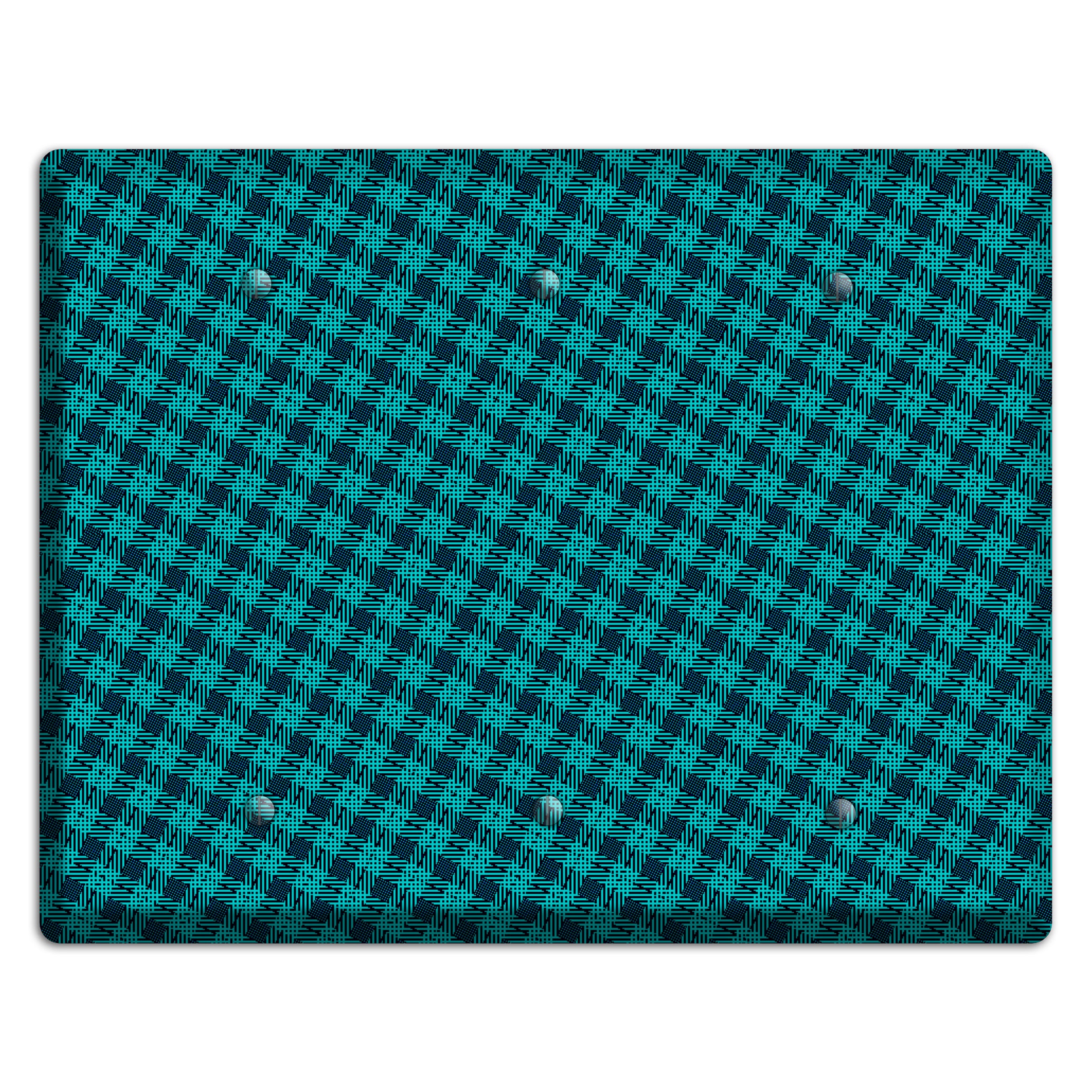 Turquoise Diamond Plaid 3 Blank Wallplate