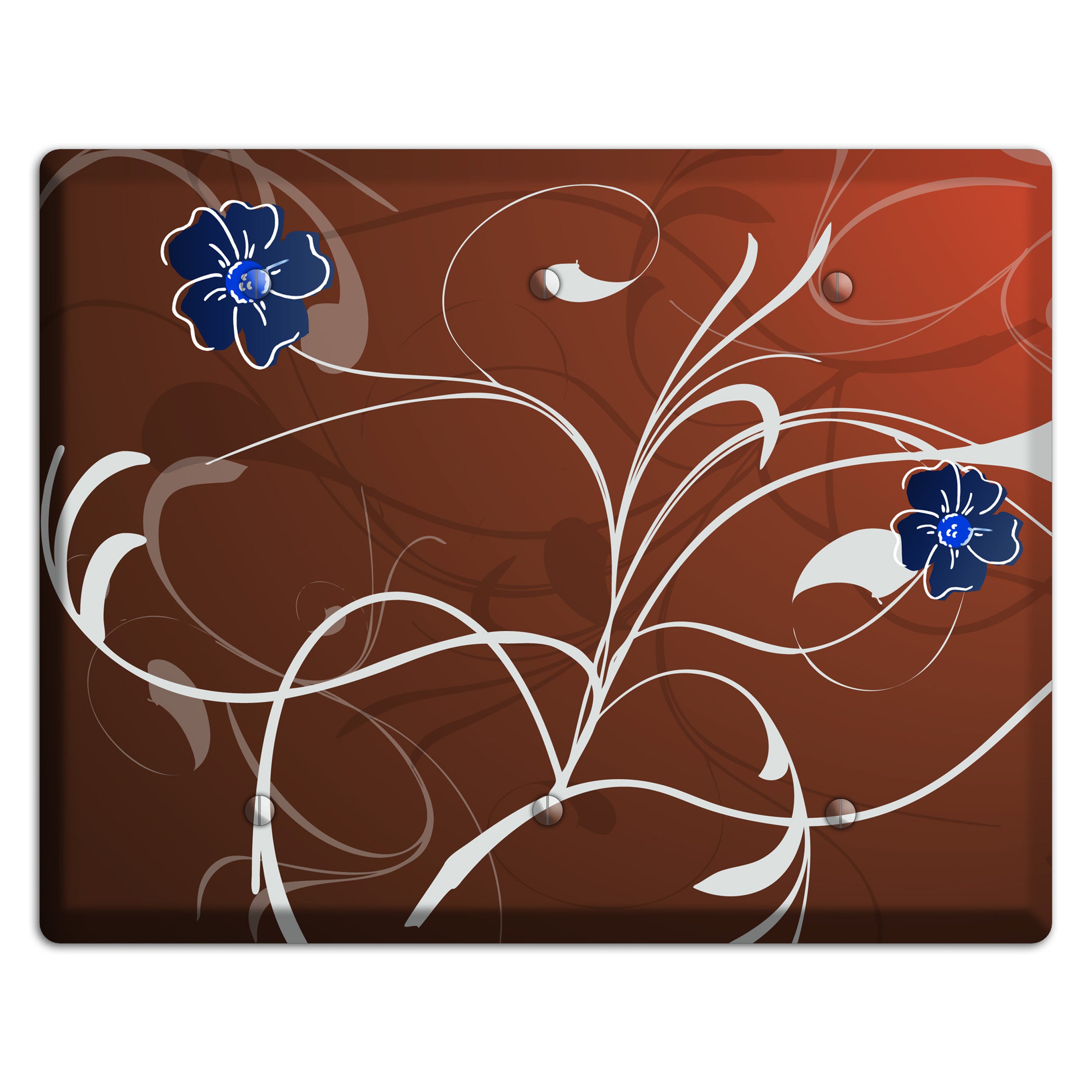 Brown Flower with Swirl 3 Blank Wallplate