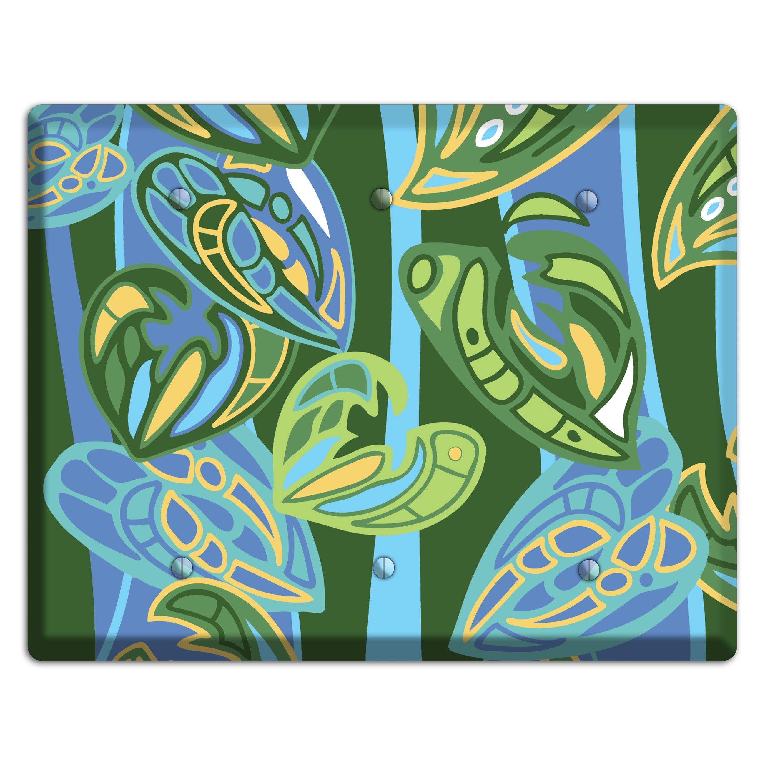 Pacific Blue and Green 3 Blank Wallplate