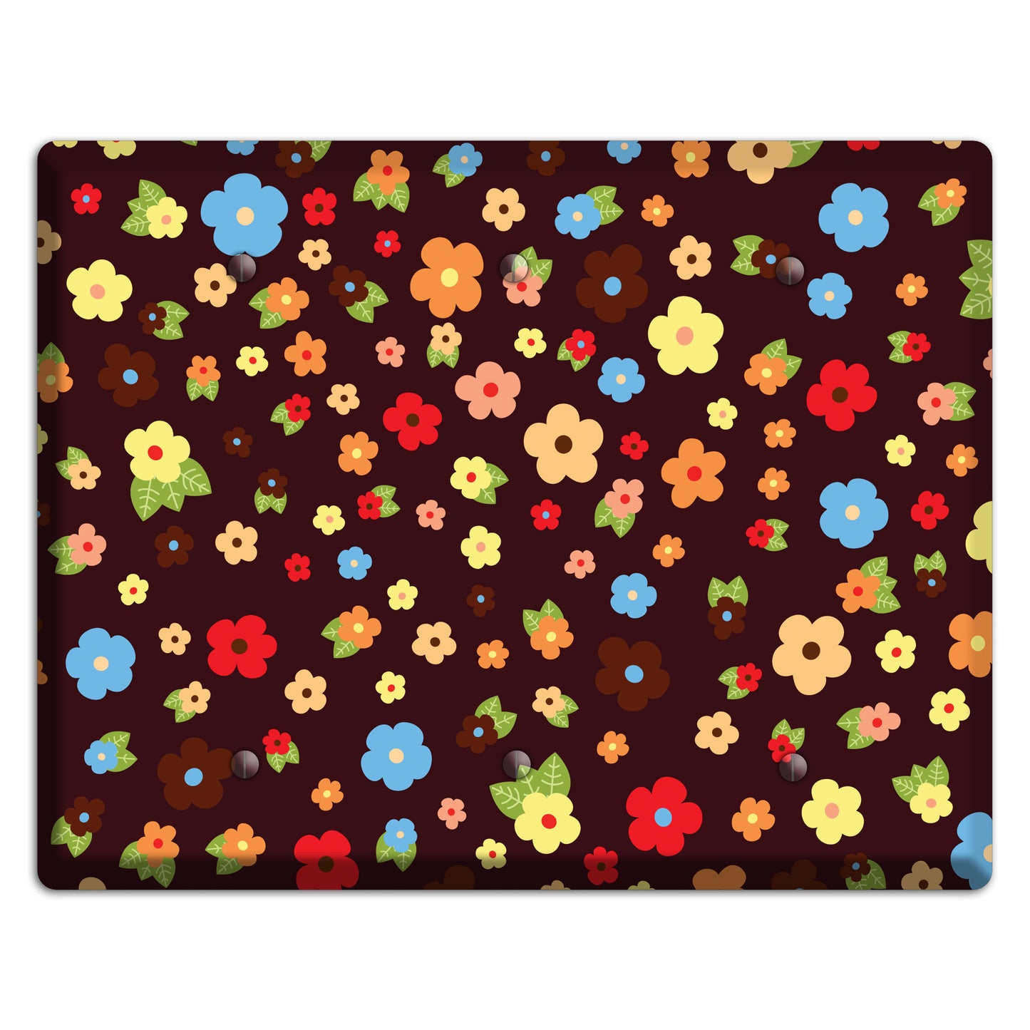 Brown Tiny Delicate Flowers 3 Blank Wallplate