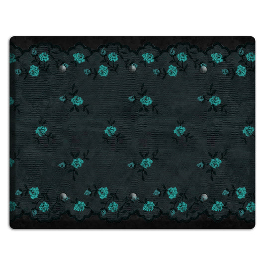 Embroidered Floral Black 3 Blank Wallplate