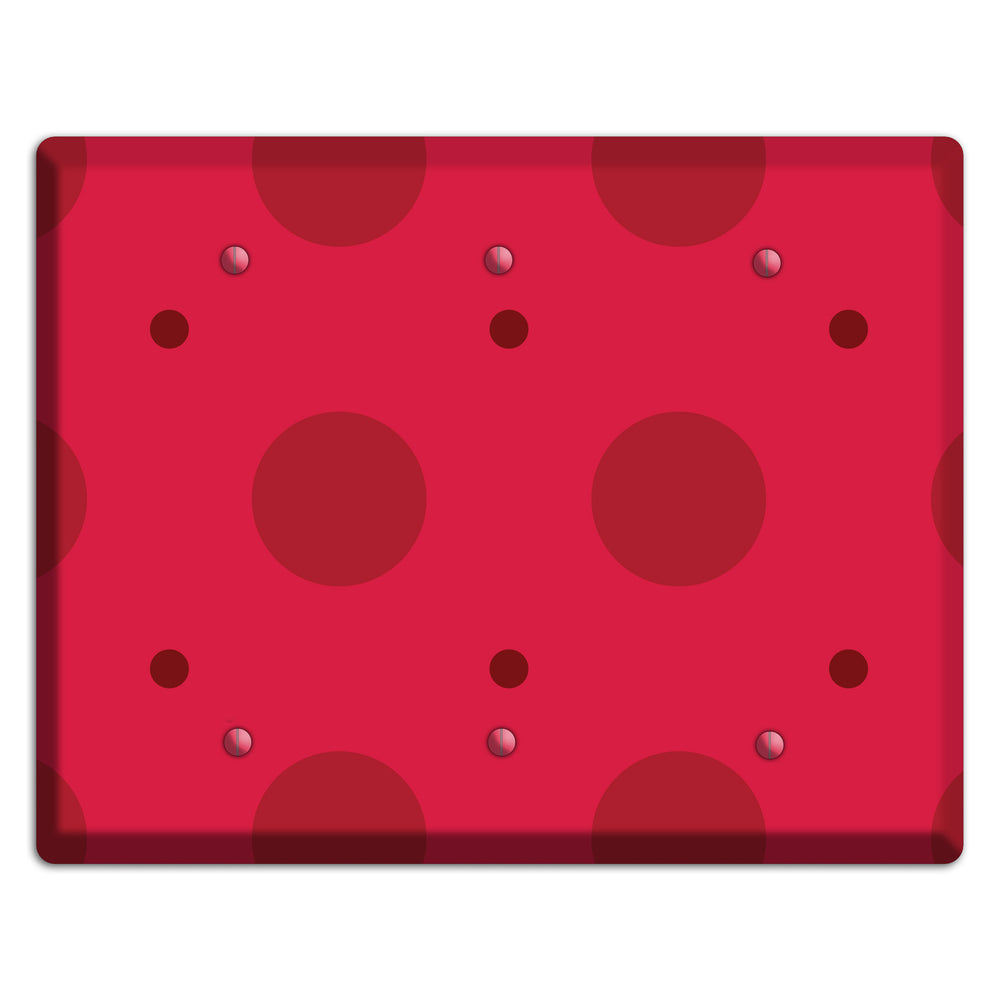 Red with Red Multi Tiled Medium Dots 3 Blank Wallplate