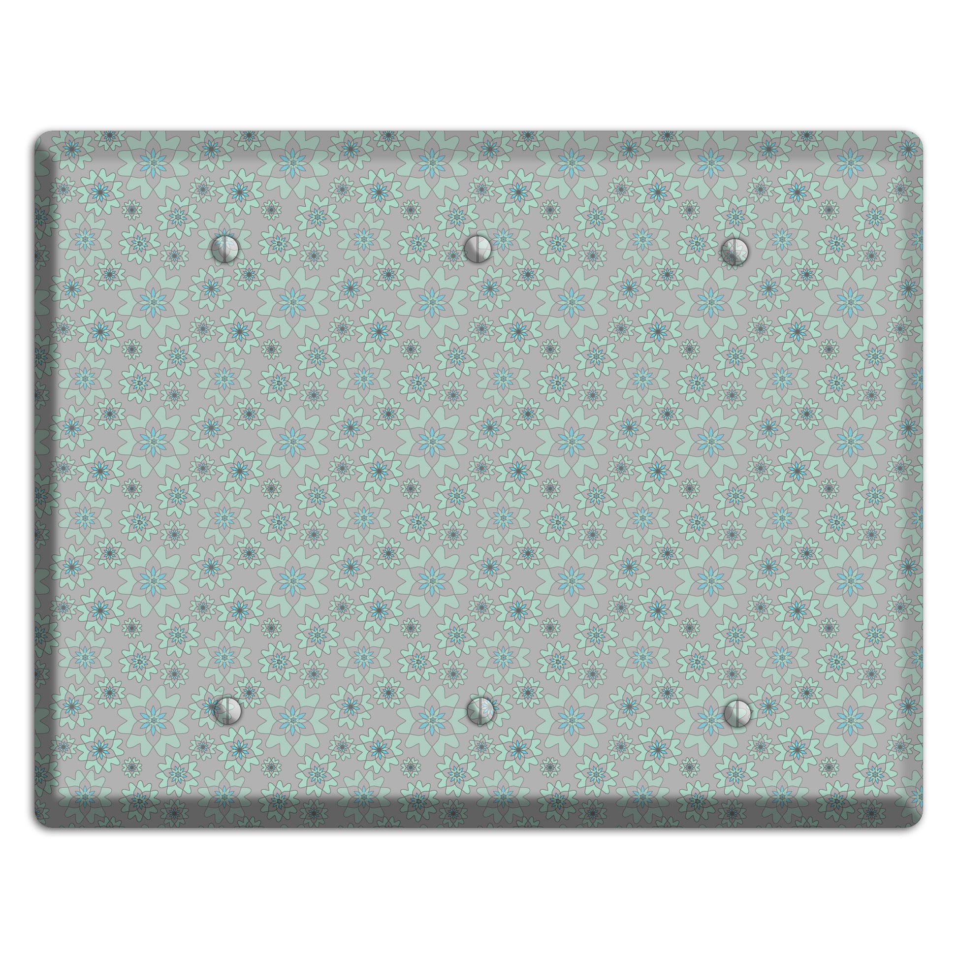 Grey with Tiny Aqua Retro Suzani 3 Blank Wallplate