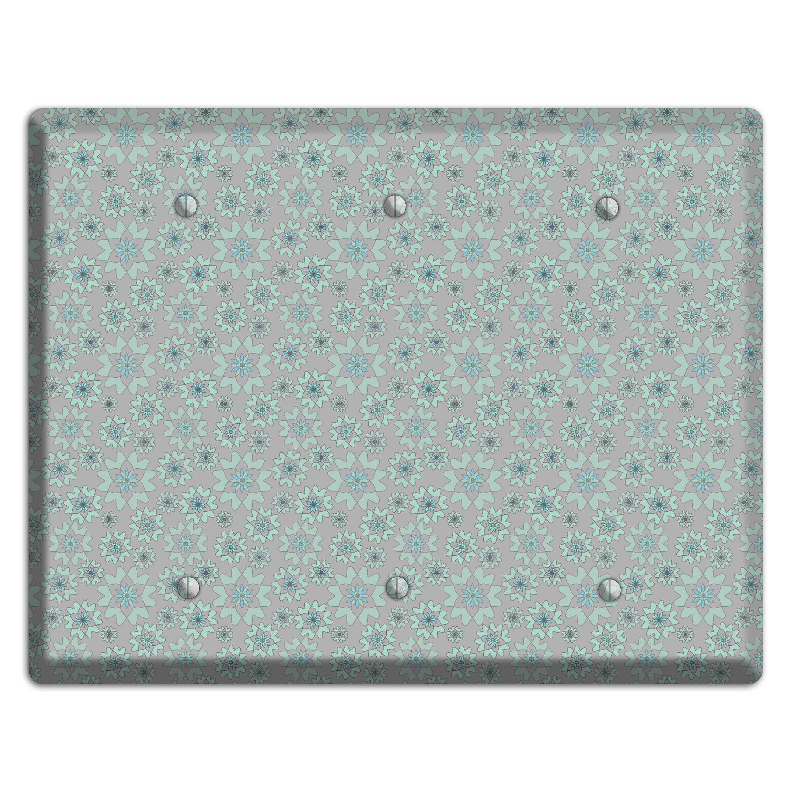Grey with Tiny Aqua Retro Suzani 3 Blank Wallplate
