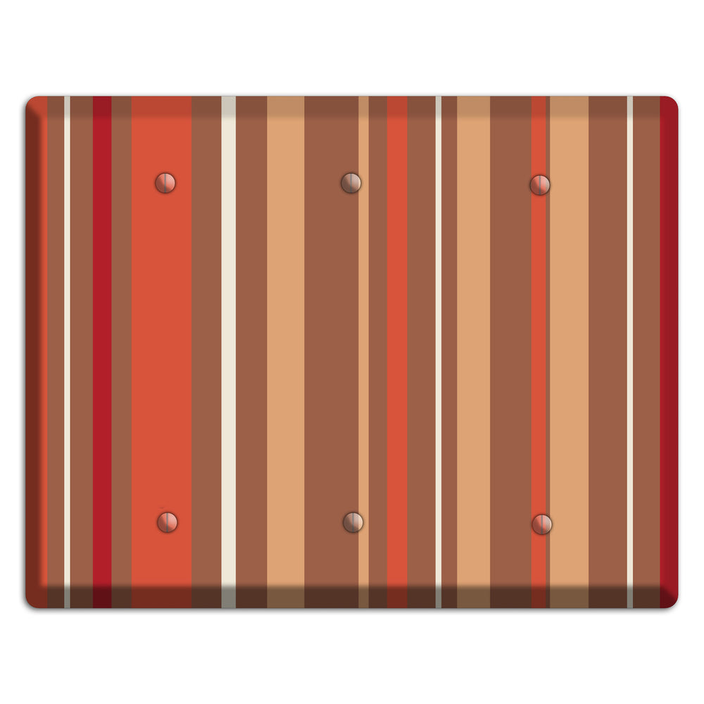 Multi Coral Vertical Stripe 3 Blank Wallplate