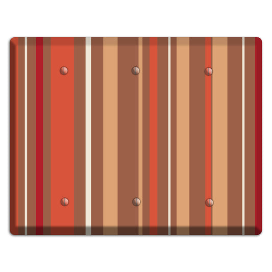 Multi Coral Vertical Stripe 3 Blank Wallplate