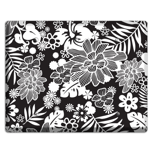 Black with White Tropical 3 Blank Wallplate