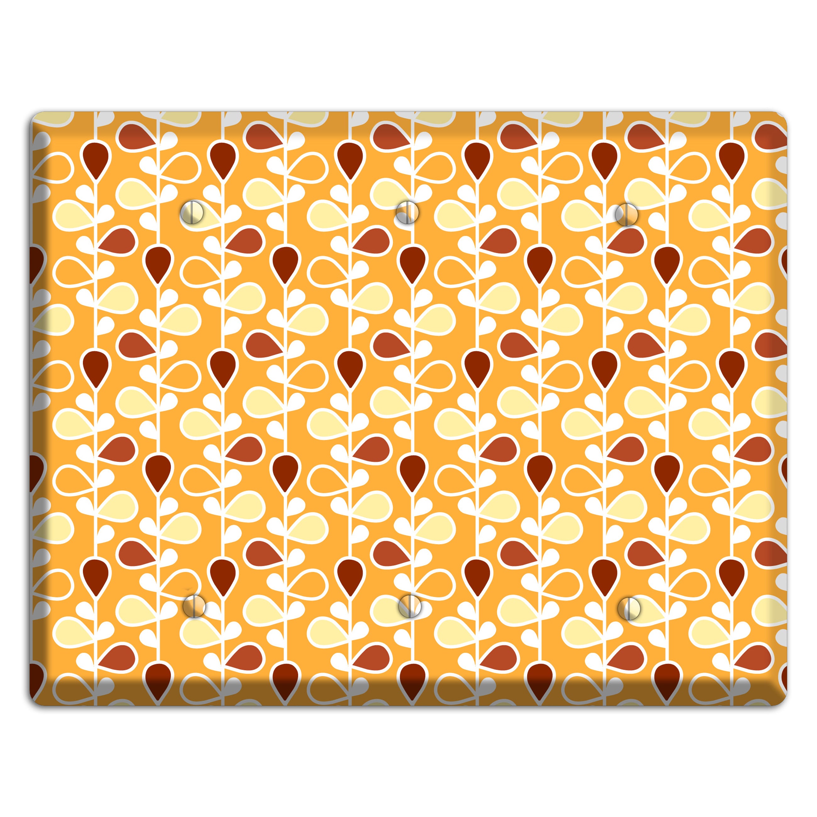 Orange with Yellow and Red Drop and Vine 3 Blank Wallplate