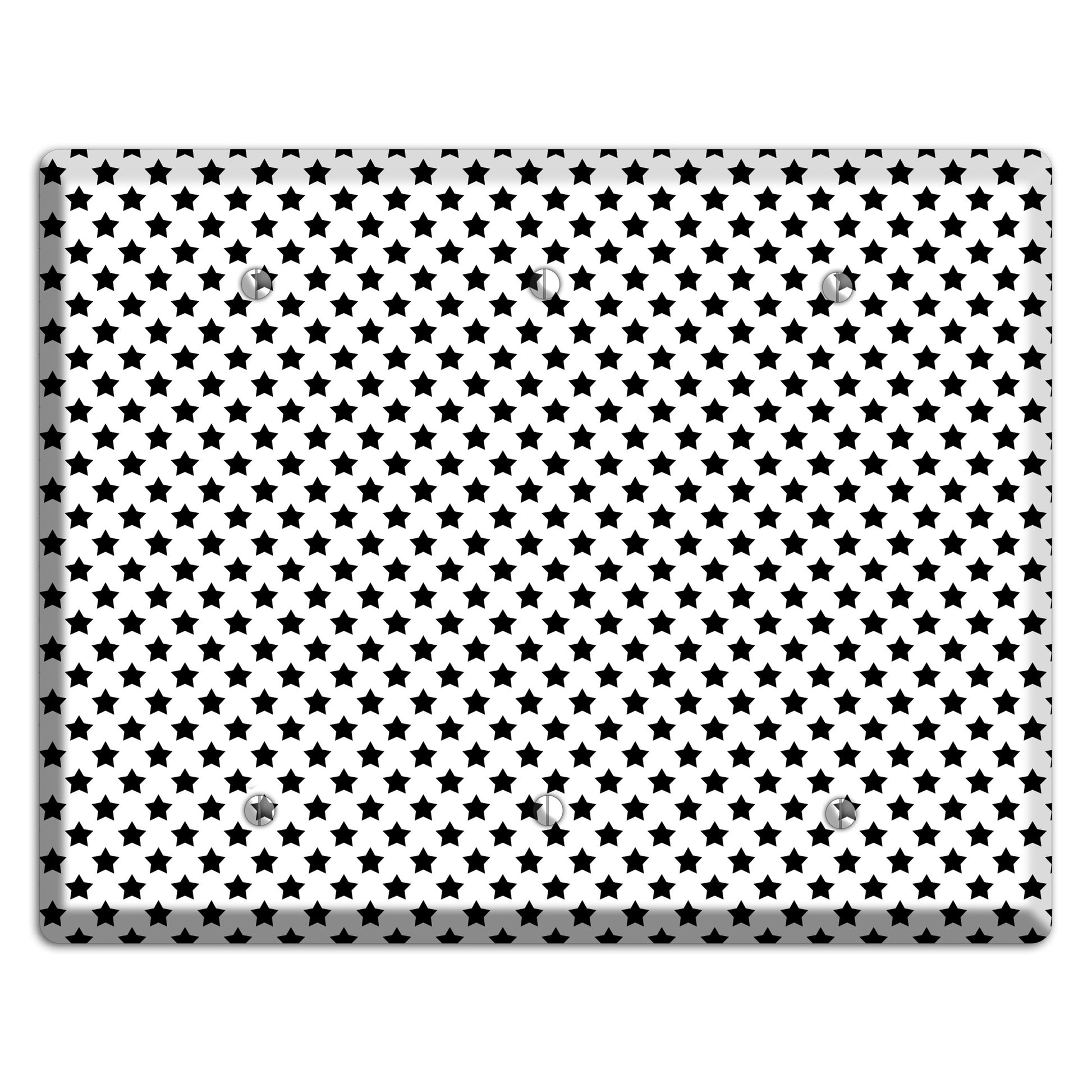 White with Black Stars 3 Blank Wallplate