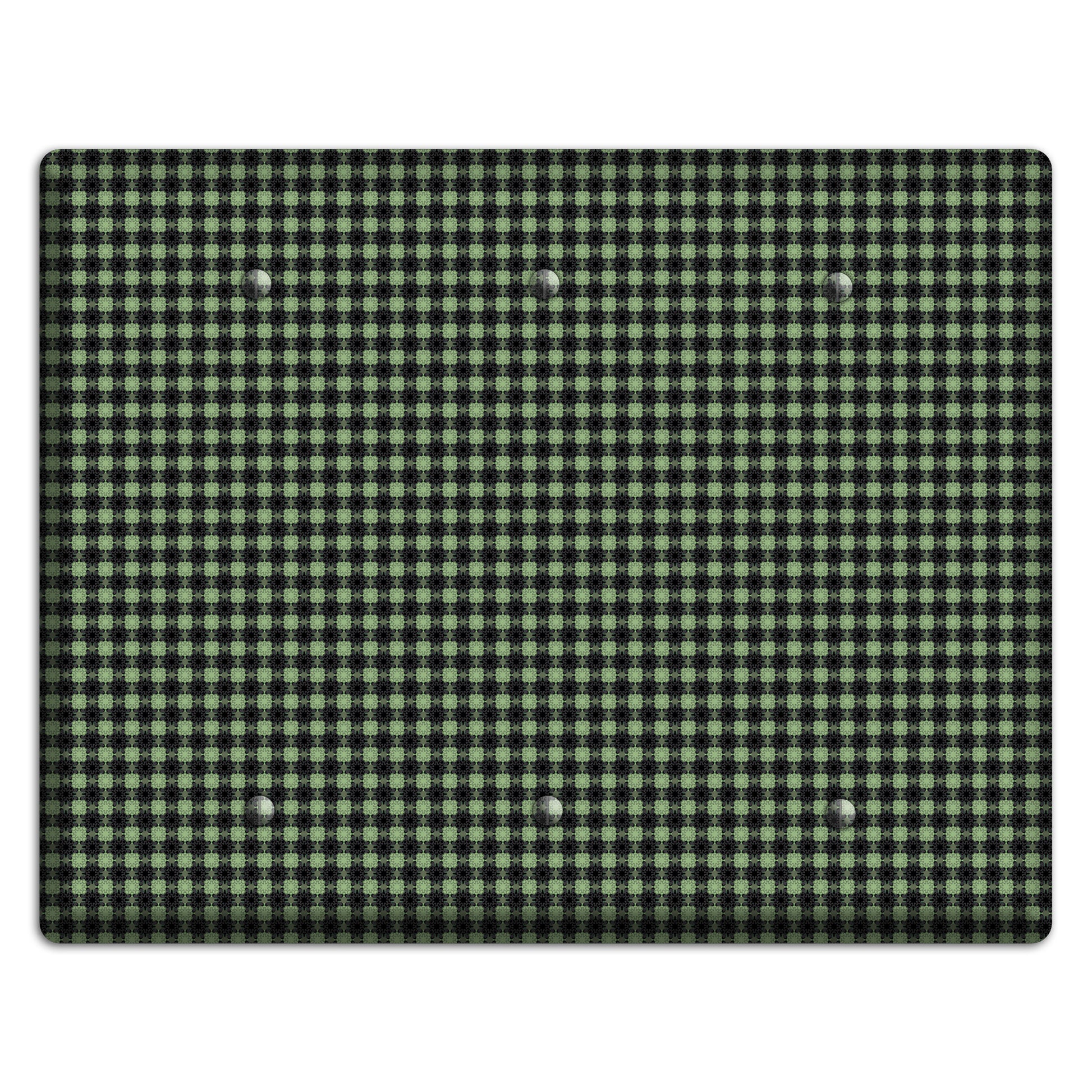 Multi Green Basket Check 3 Blank Wallplate