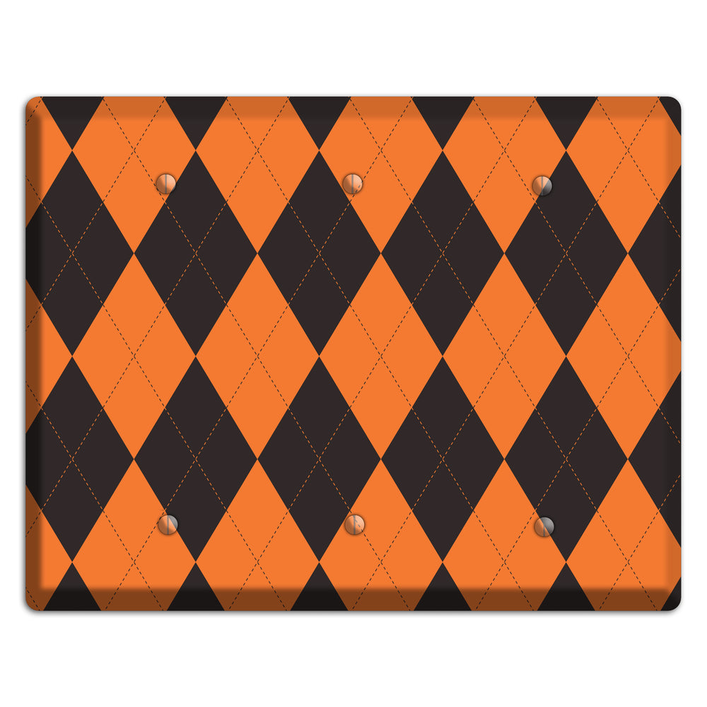 Orange Argyle 3 Blank Wallplate