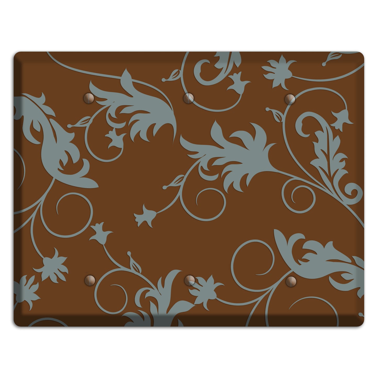 Brown and Grey Victorian Sprig 3 Blank Wallplate