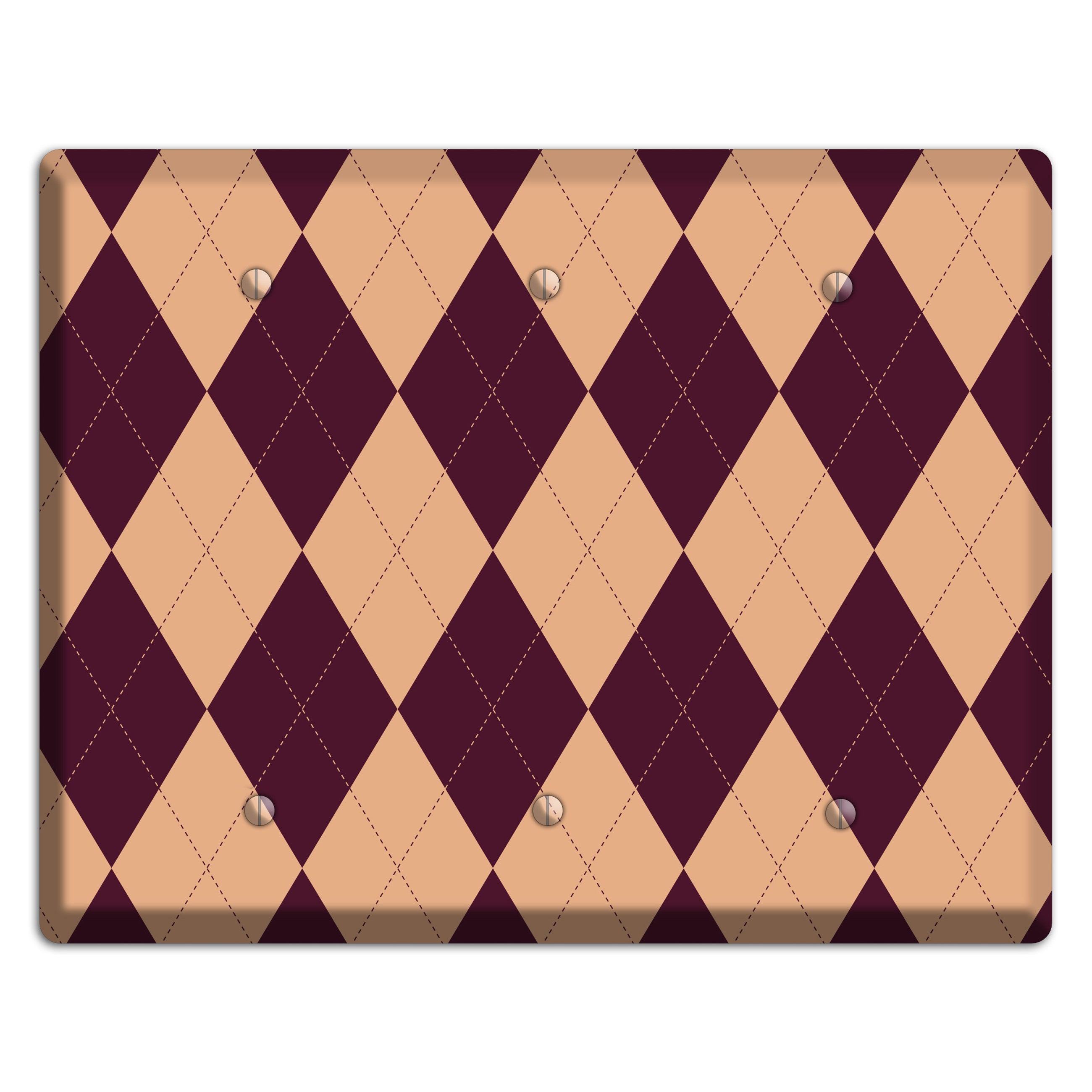 Purple and Beige Argyle 3 Blank Wallplate