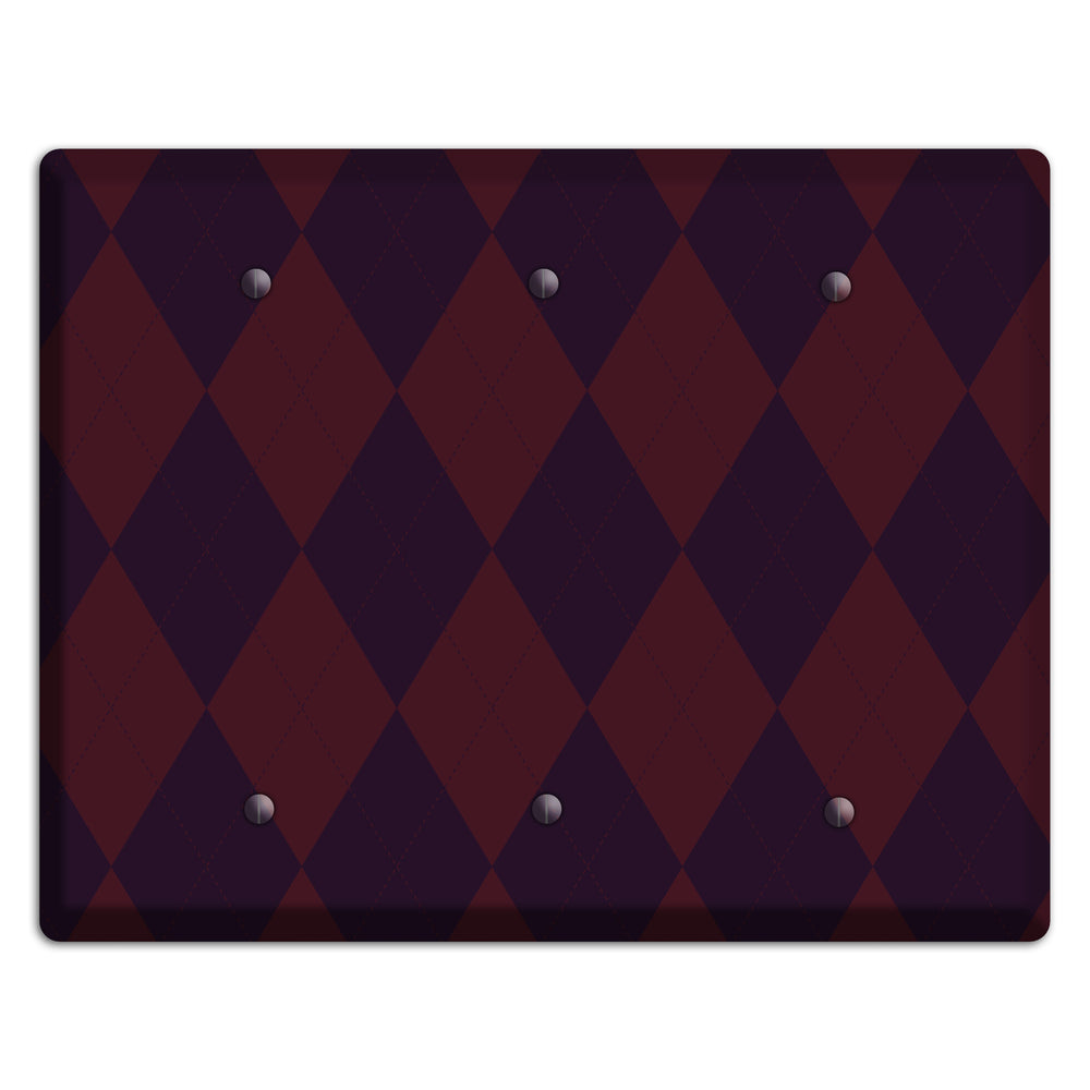 Burgundy Argyle 3 Blank Wallplate